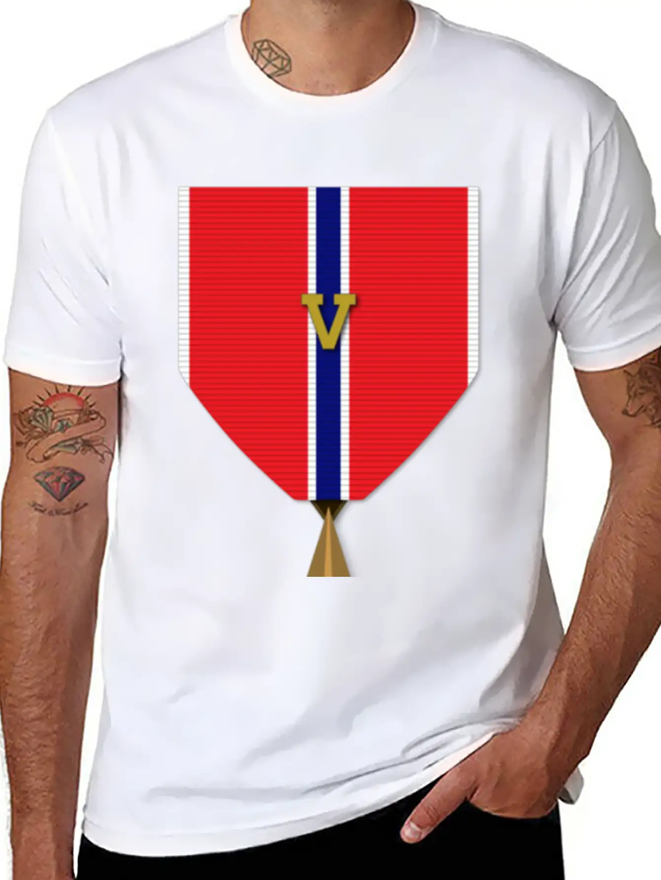 Bronze Star With Valor Device Unisex Short Sleeve Soft Cotton T-Shirt – Casual Everyday Wear