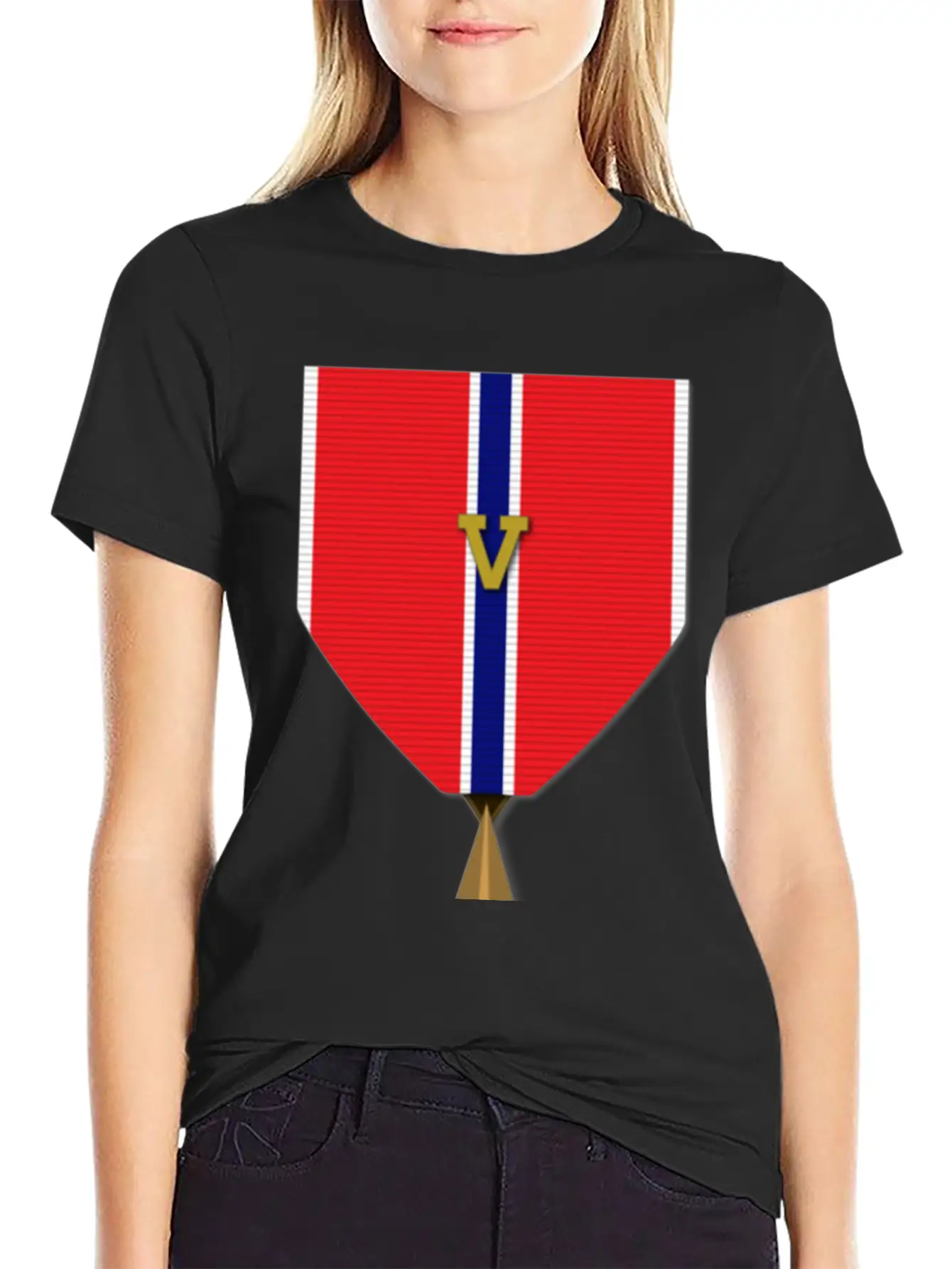 Bronze Star With Valor Device Unisex Short Sleeve Soft Cotton T-Shirt – Casual Everyday Wear