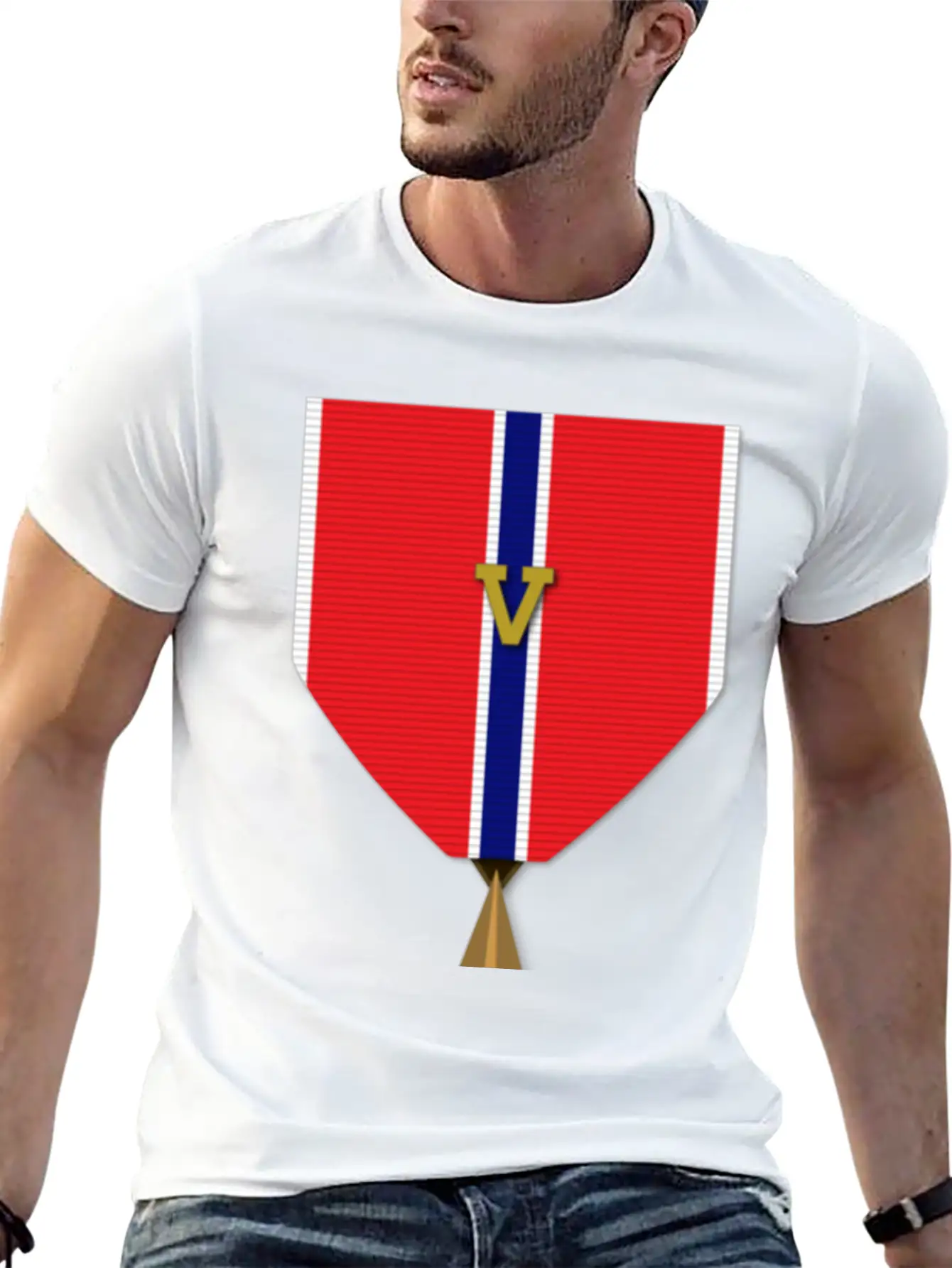 Bronze Star With Valor Device Unisex Short Sleeve Soft Cotton T-Shirt – Casual Everyday Wear