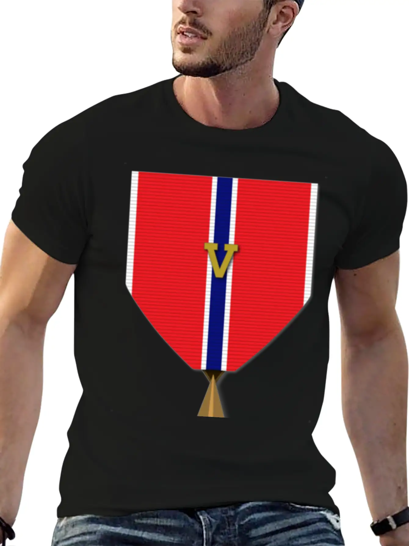 Bronze Star With Valor Device Unisex Short Sleeve Soft Cotton T-Shirt – Casual Everyday Wear