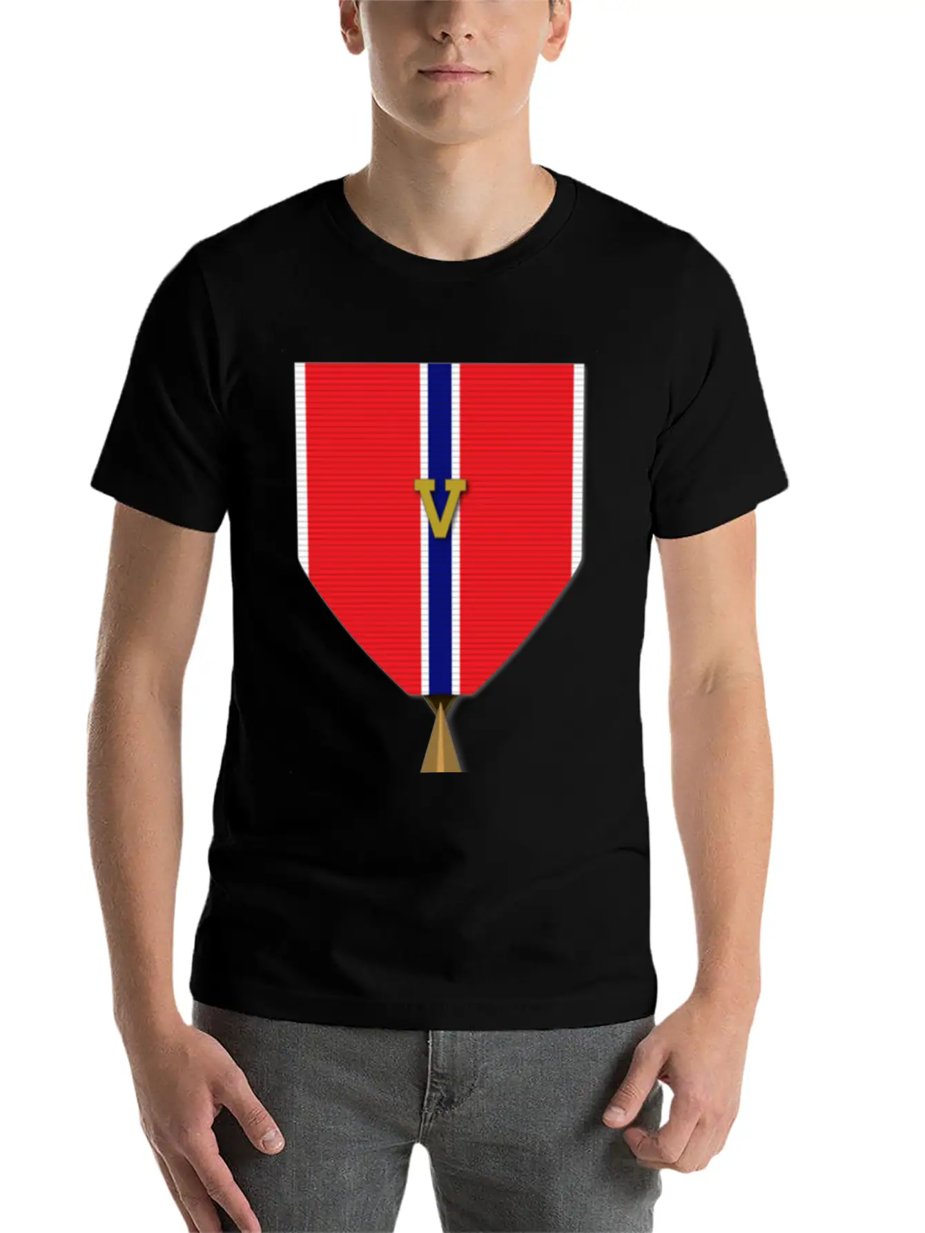 Bronze Star With Valor Device Unisex Short Sleeve Soft Cotton T-Shirt – Casual Everyday Wear