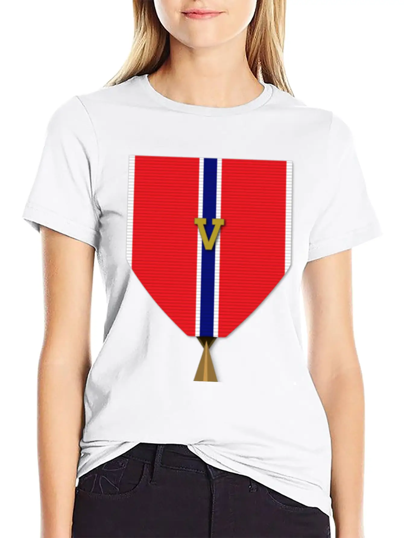 Bronze Star With Valor Device Unisex Short Sleeve Soft Cotton T-Shirt – Casual Everyday Wear