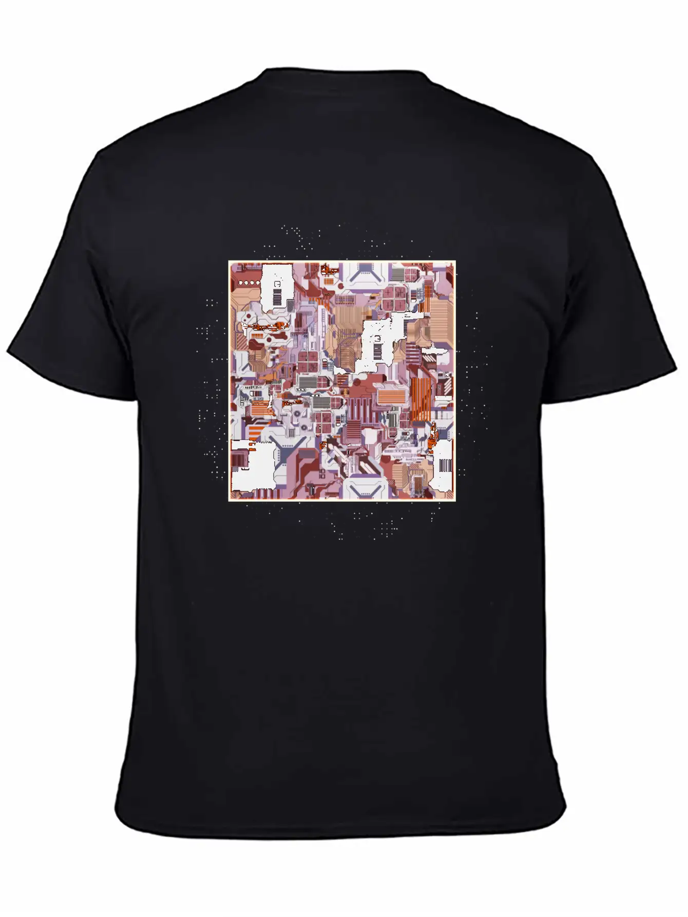 Brown Stylized Motherboard Unisex Short Sleeve Soft Cotton T-Shirt – Casual Everyday Wear