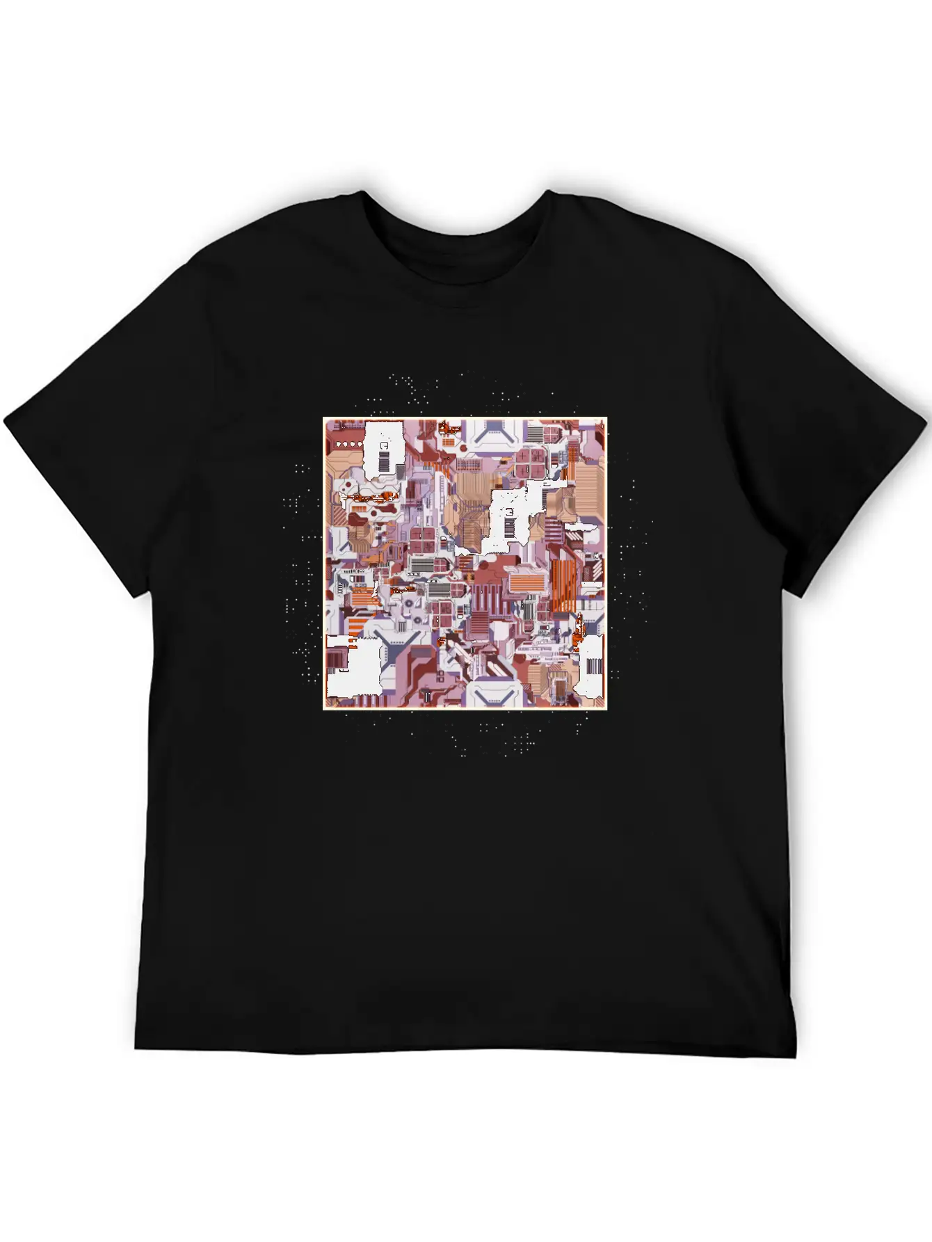 Brown Stylized Motherboard Unisex Short Sleeve Soft Cotton T-Shirt – Casual Everyday Wear