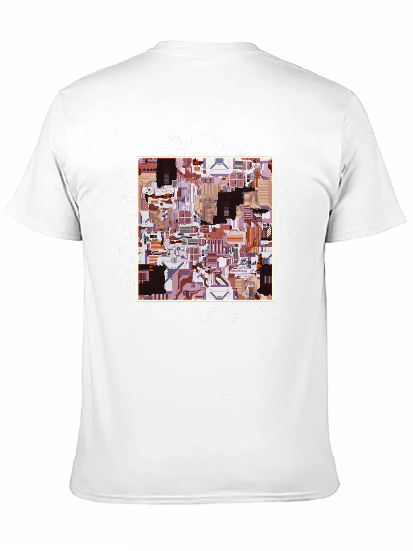 Brown Stylized Motherboard Unisex Short Sleeve Soft Cotton T-Shirt – Casual Everyday Wear