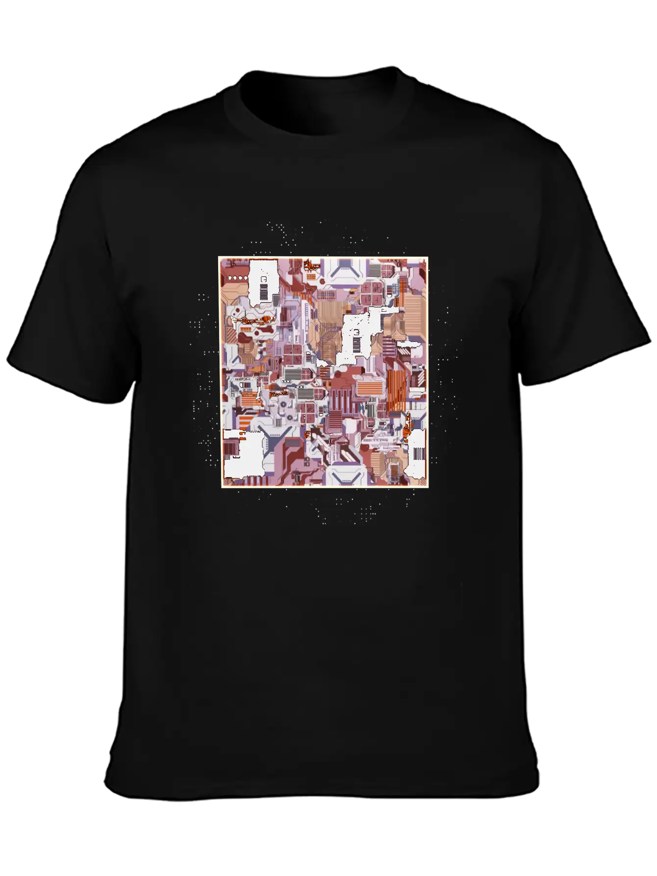 Brown Stylized Motherboard Unisex Short Sleeve Soft Cotton T-Shirt – Casual Everyday Wear
