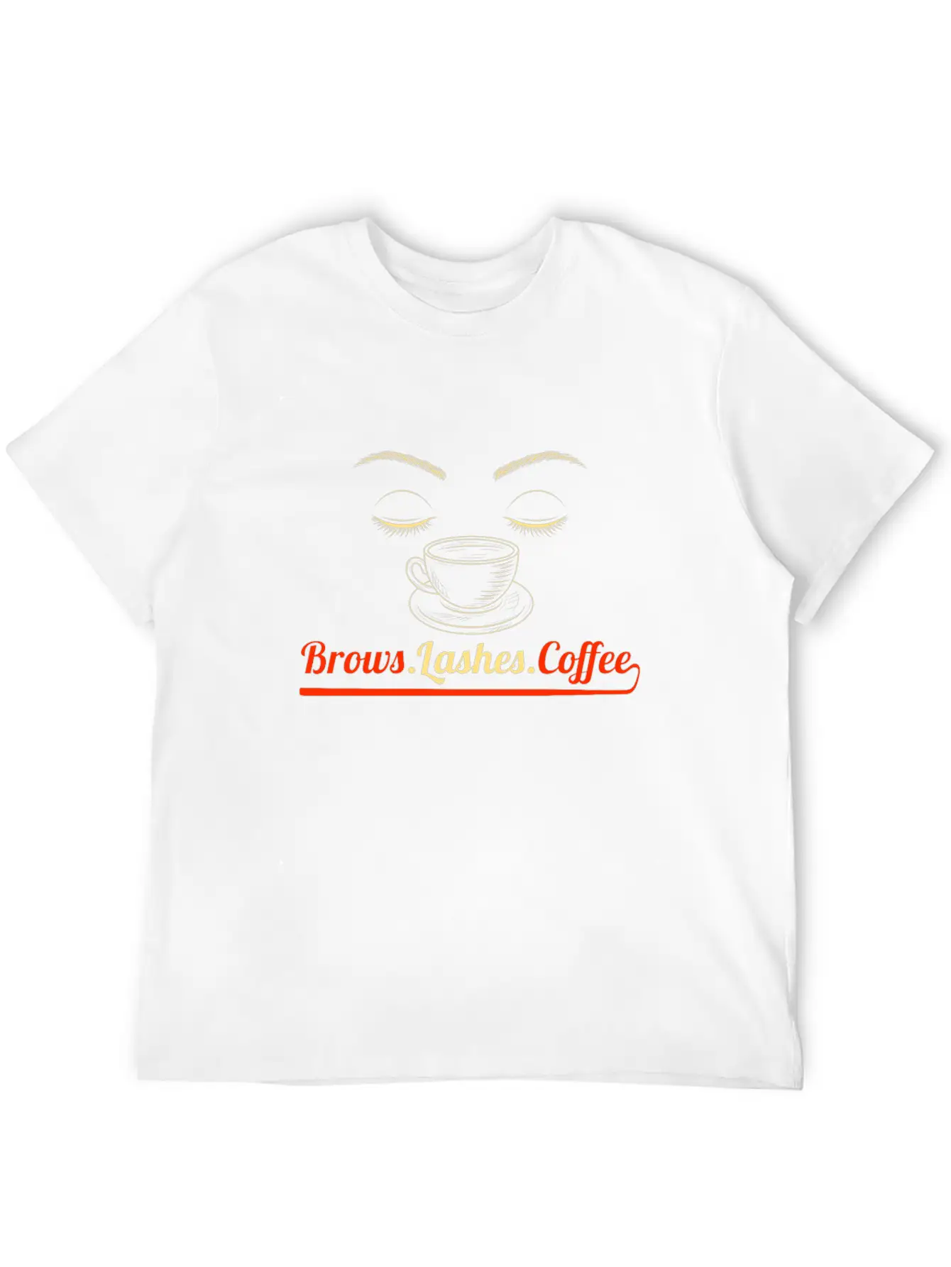 Brows Lashes Coffee Makeup Artist Esthetician Gift Stylish Everyday T-Shirt – Unisex Basic Cotton Tee
