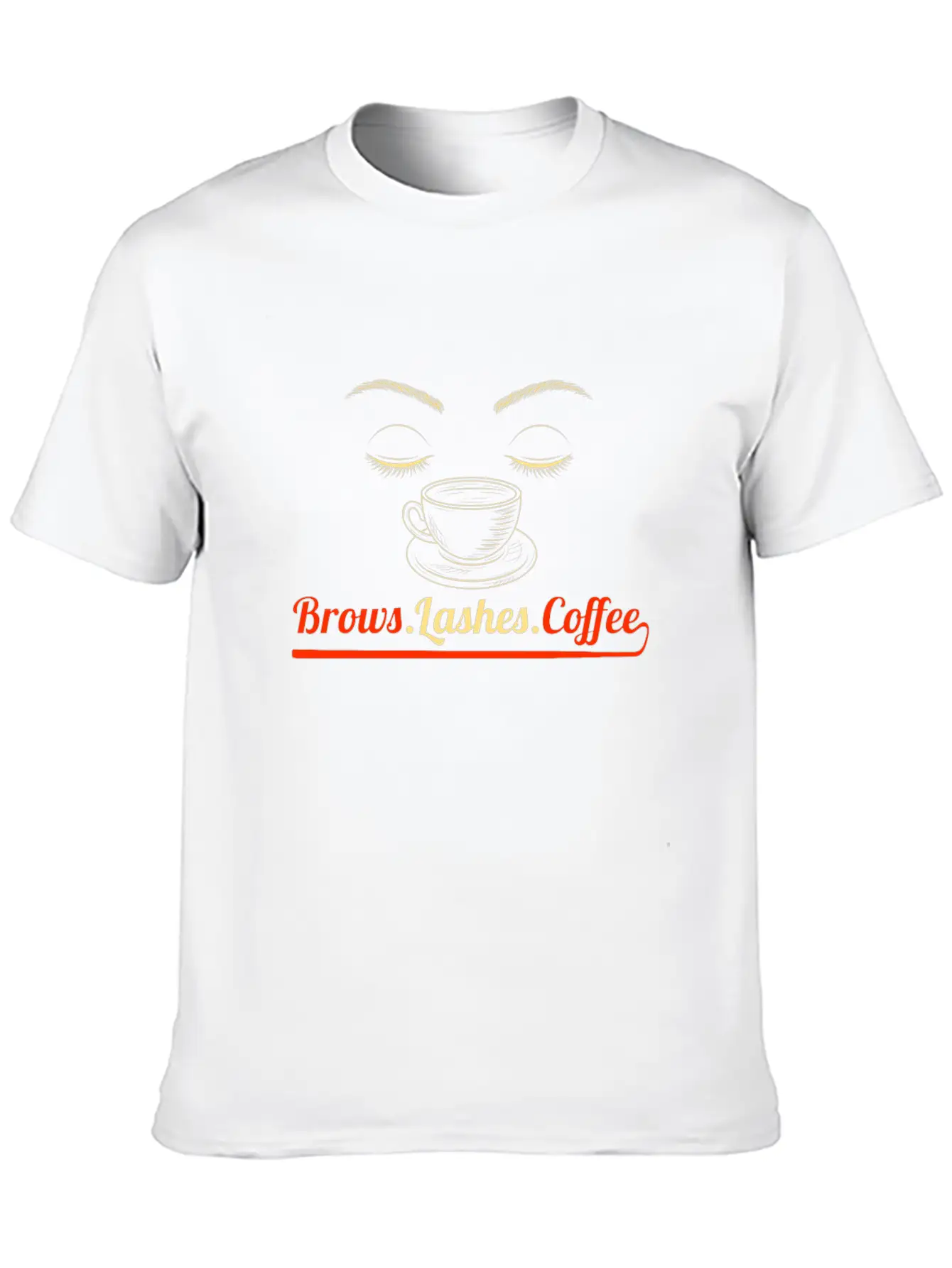 Brows Lashes Coffee Makeup Artist Esthetician Gift Stylish Everyday T-Shirt – Unisex Basic Cotton Tee