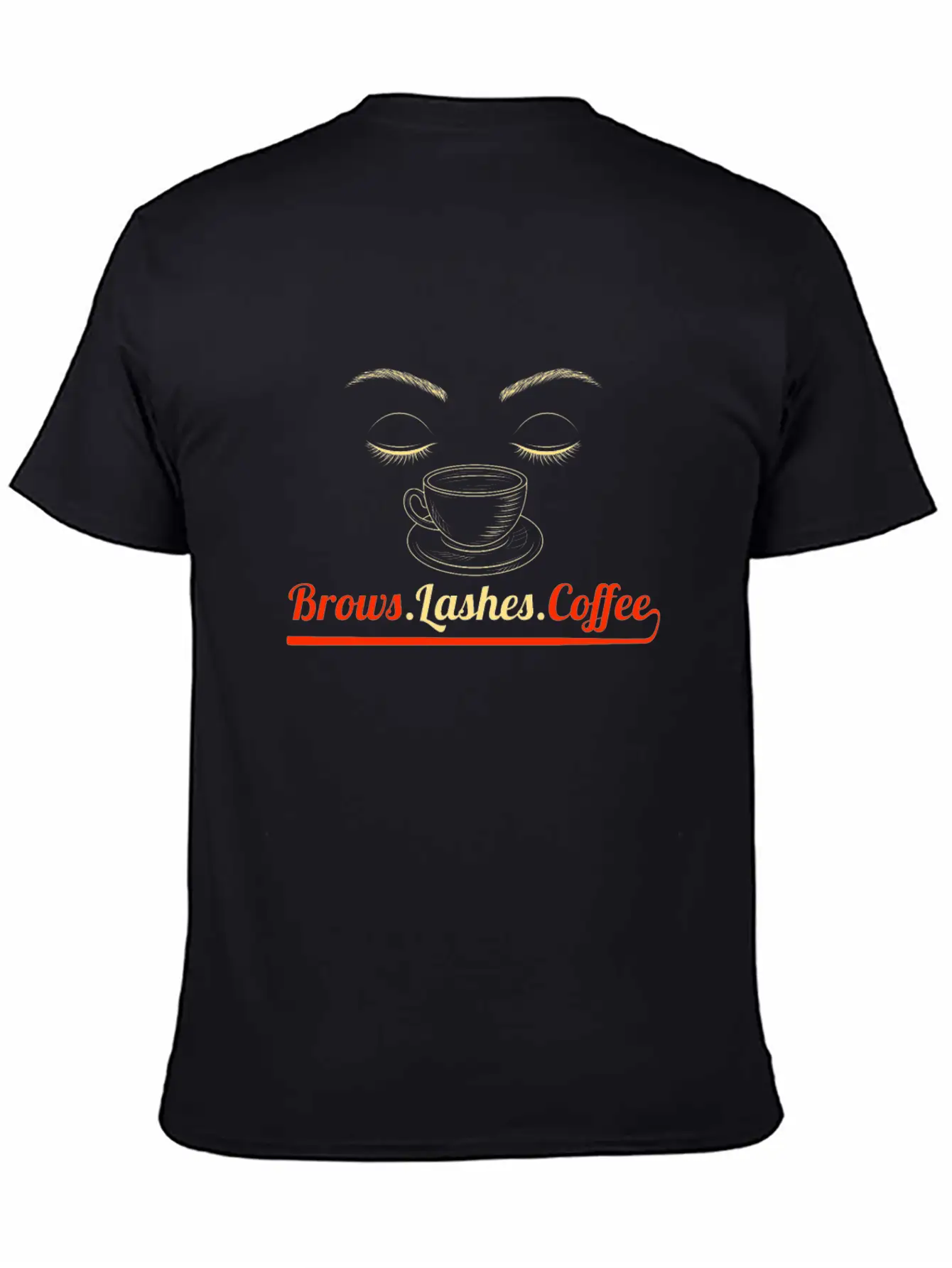 Brows Lashes Coffee Makeup Artist Esthetician Gift Stylish Everyday T-Shirt – Unisex Basic Cotton Tee