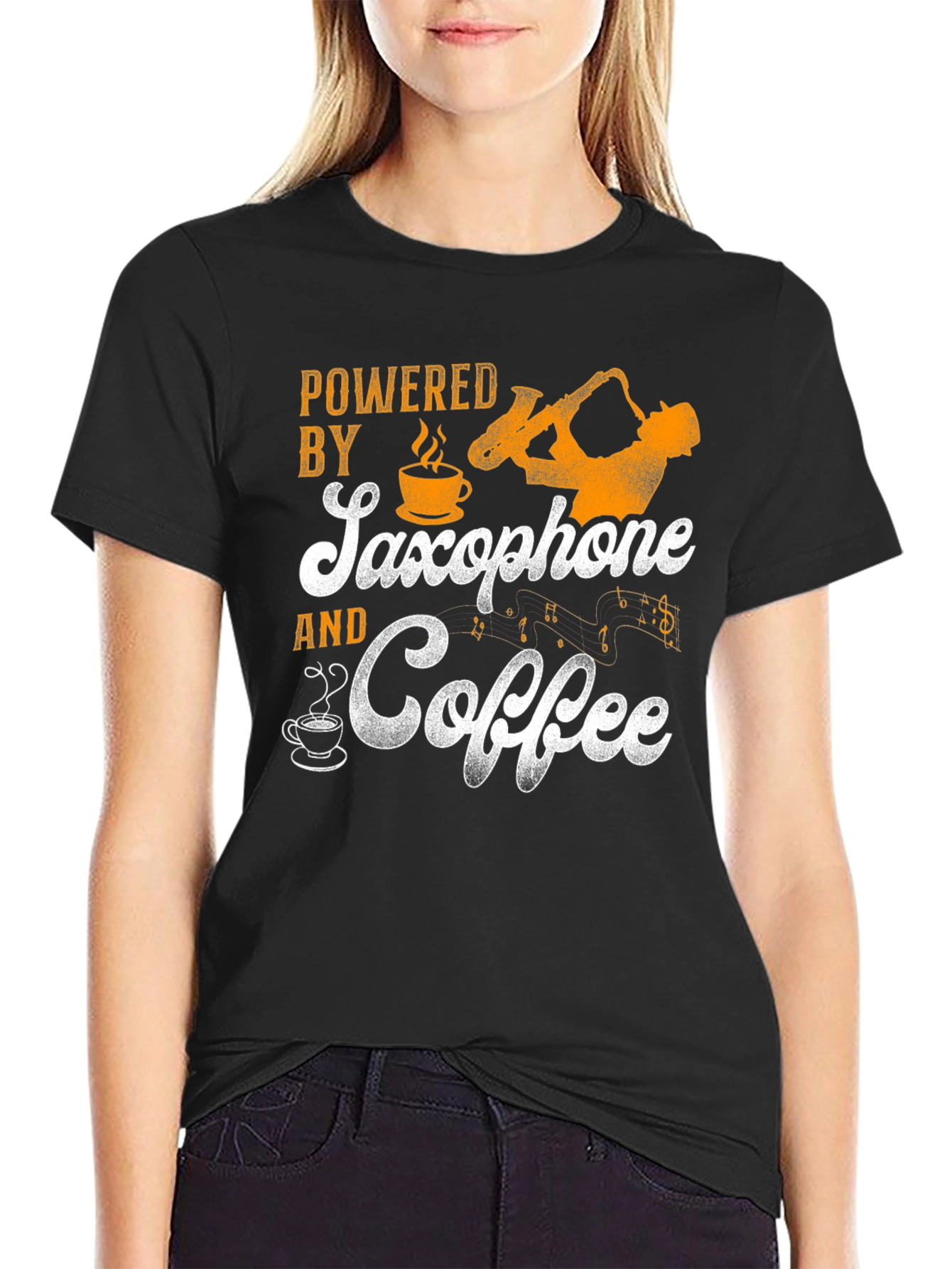 Saxophone and Coffee Graphic Tee