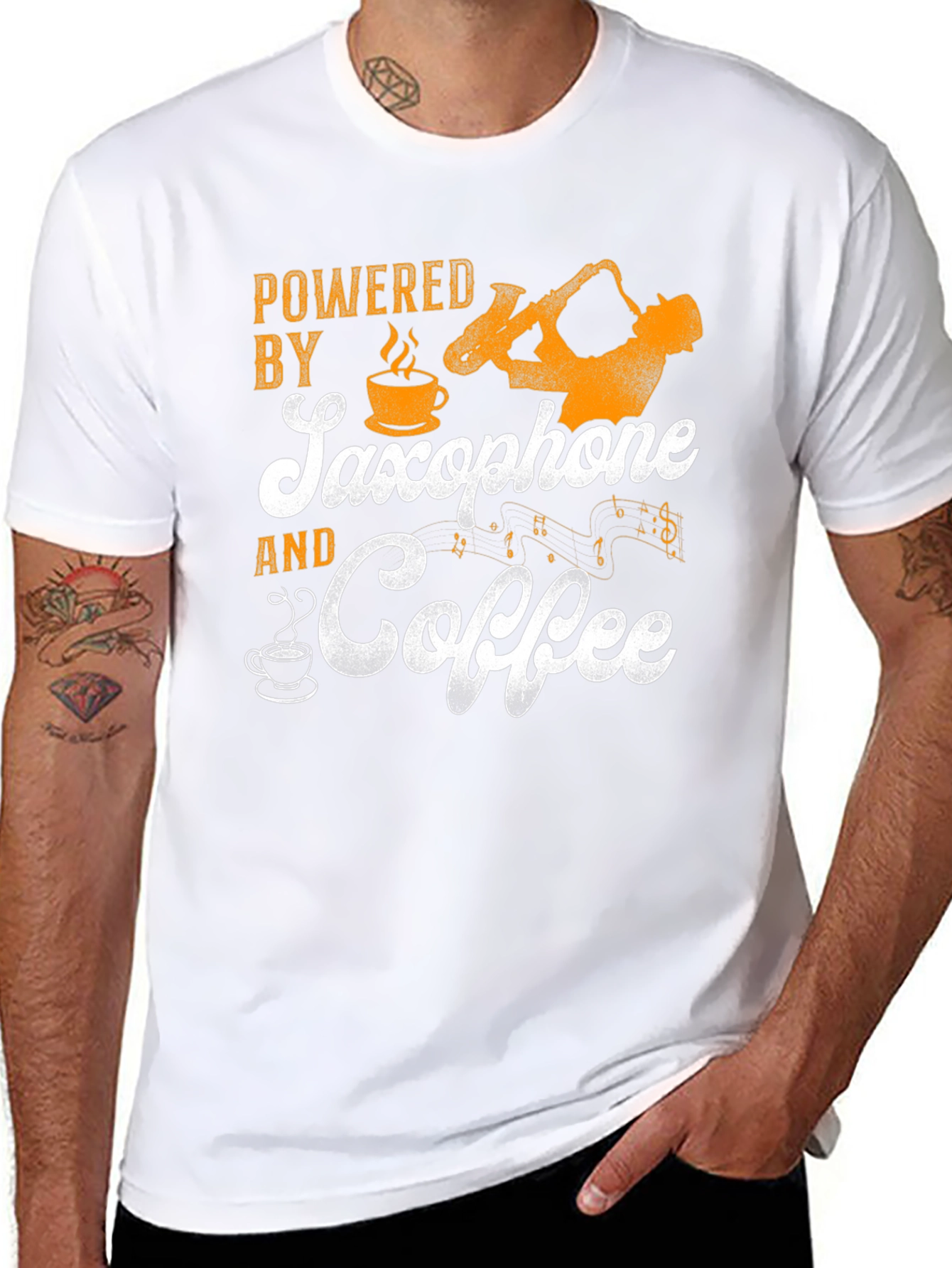 Saxophone and Coffee Graphic Tee
