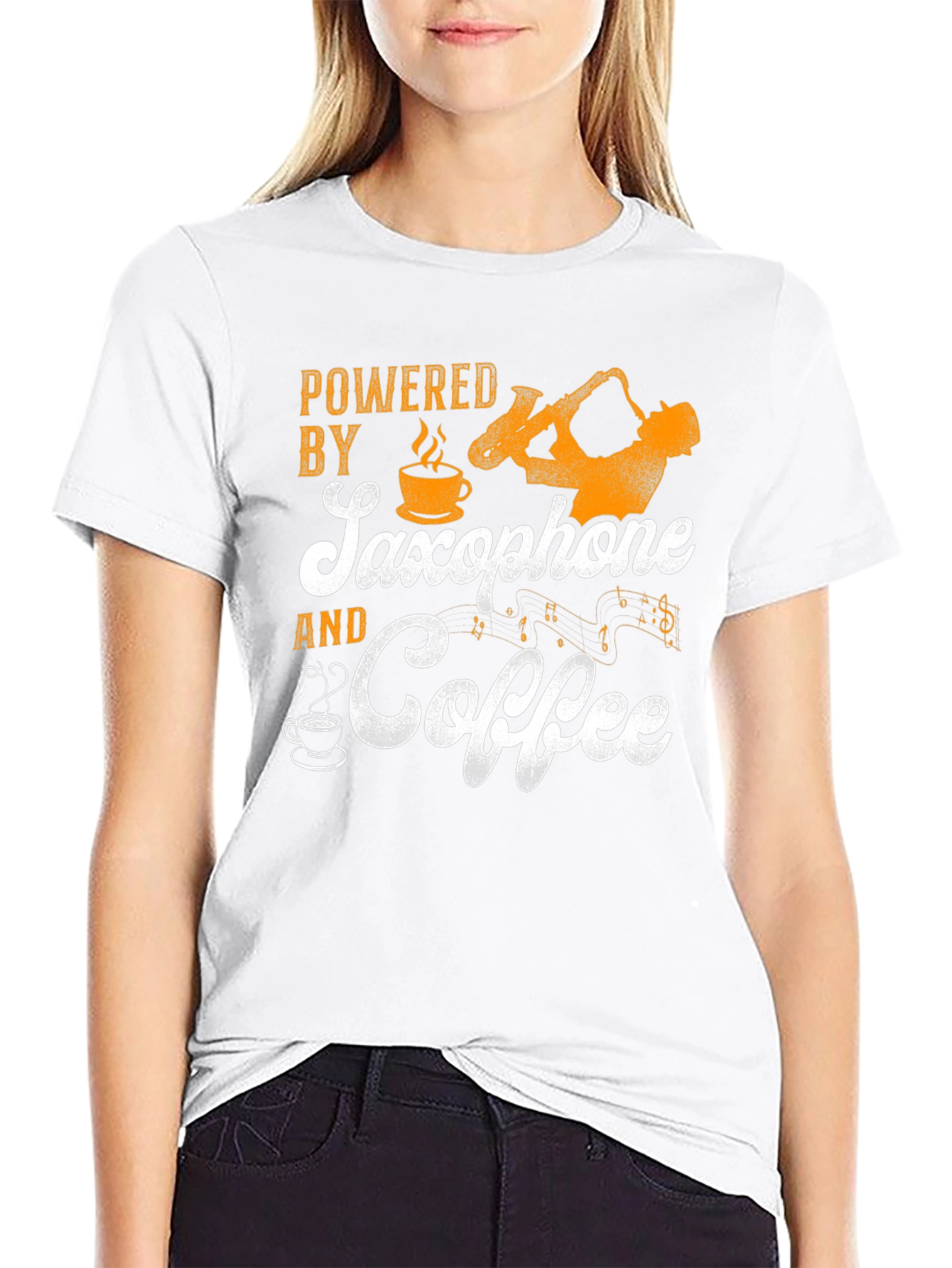 Saxophone and Coffee Graphic Tee