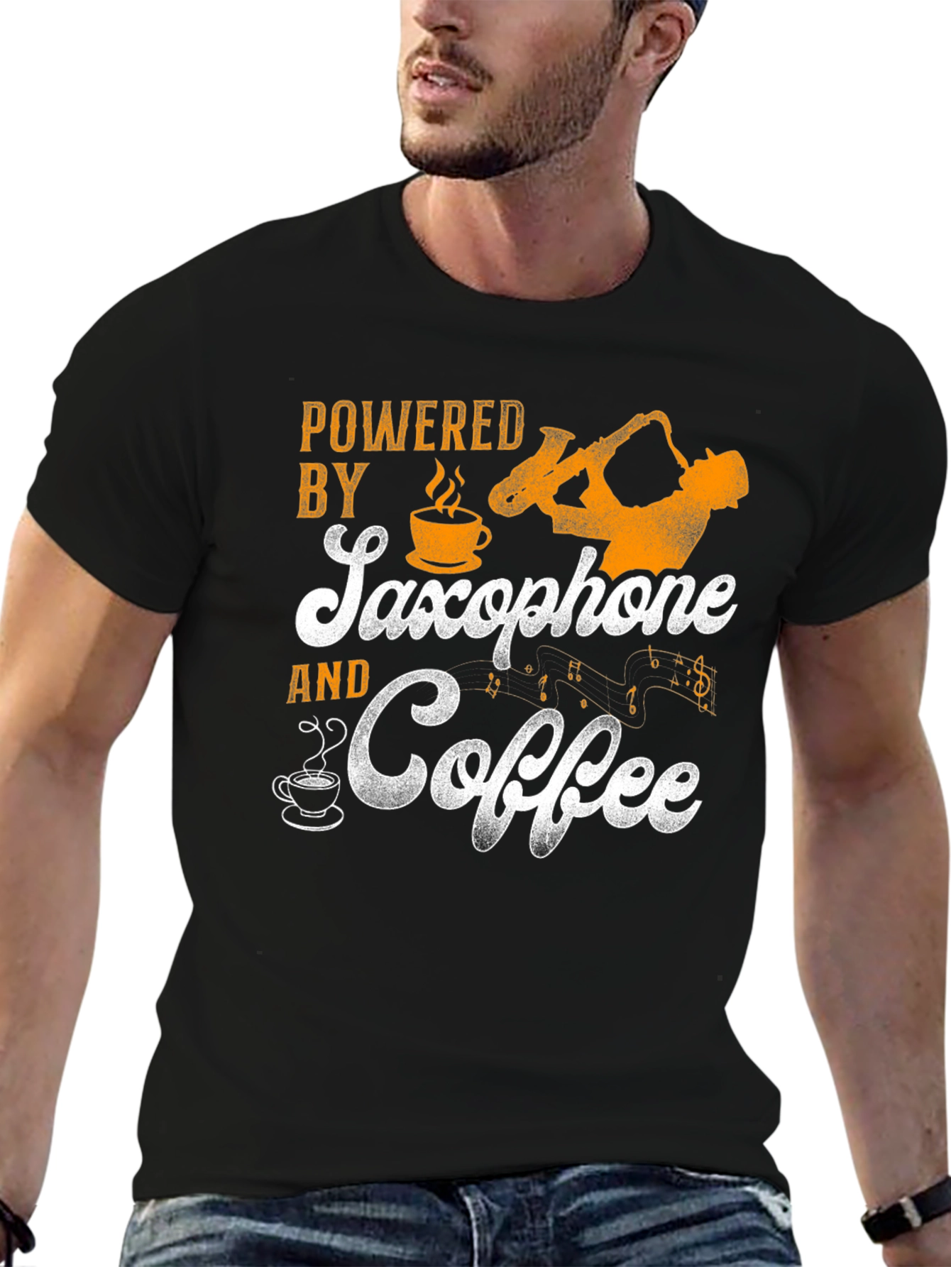 Saxophone and Coffee Graphic Tee