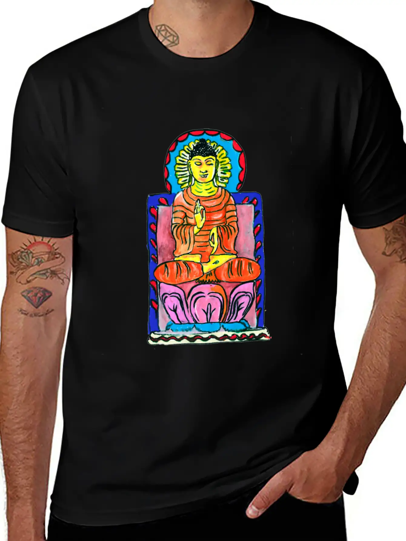Buddha's Enlightenment Painting Stylish Everyday T-Shirt – Unisex Basic Cotton Tee