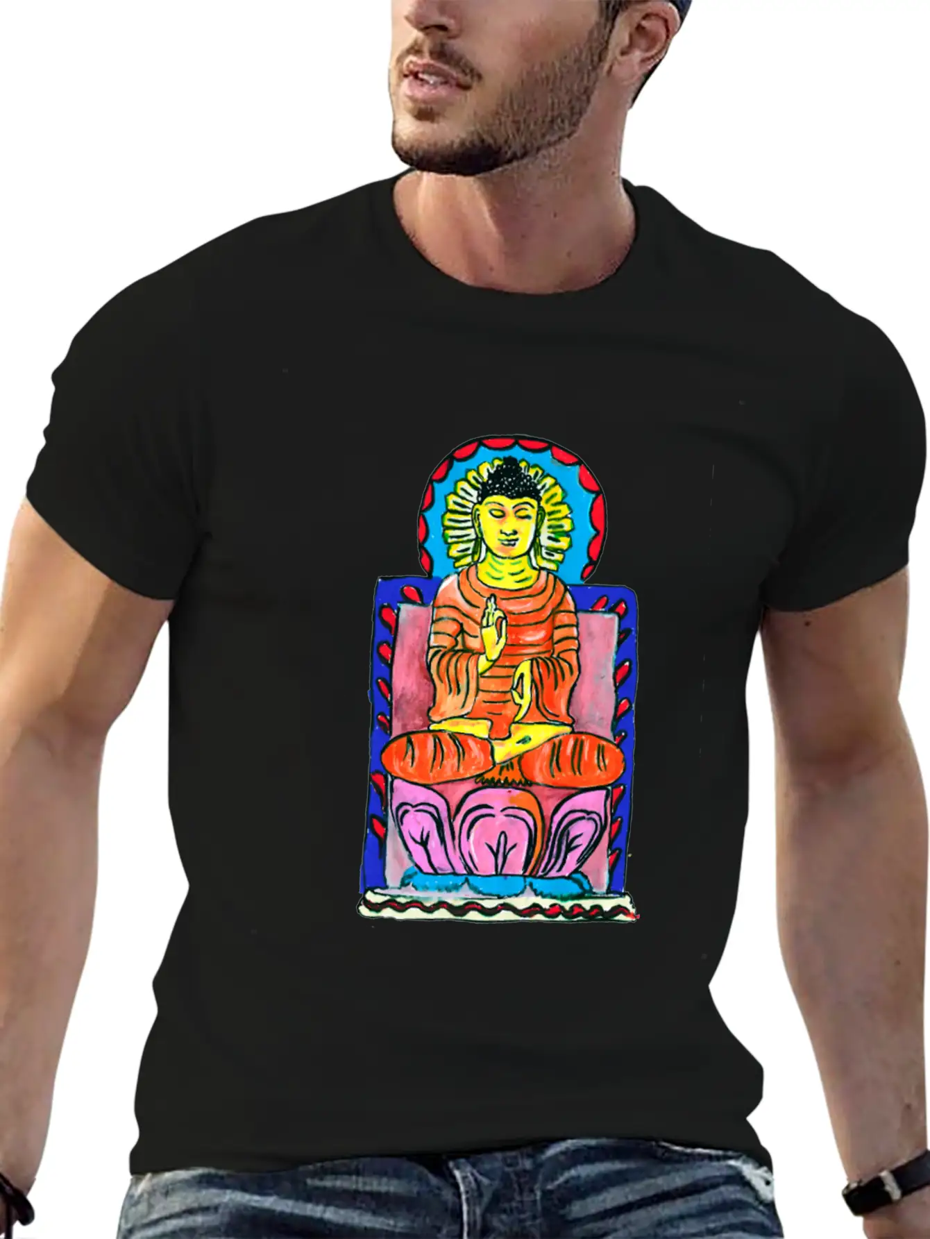 Buddha's Enlightenment Painting Stylish Everyday T-Shirt – Unisex Basic Cotton Tee