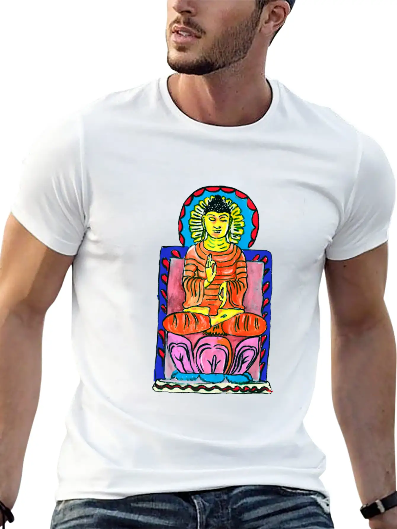 Buddha's Enlightenment Painting Stylish Everyday T-Shirt – Unisex Basic Cotton Tee
