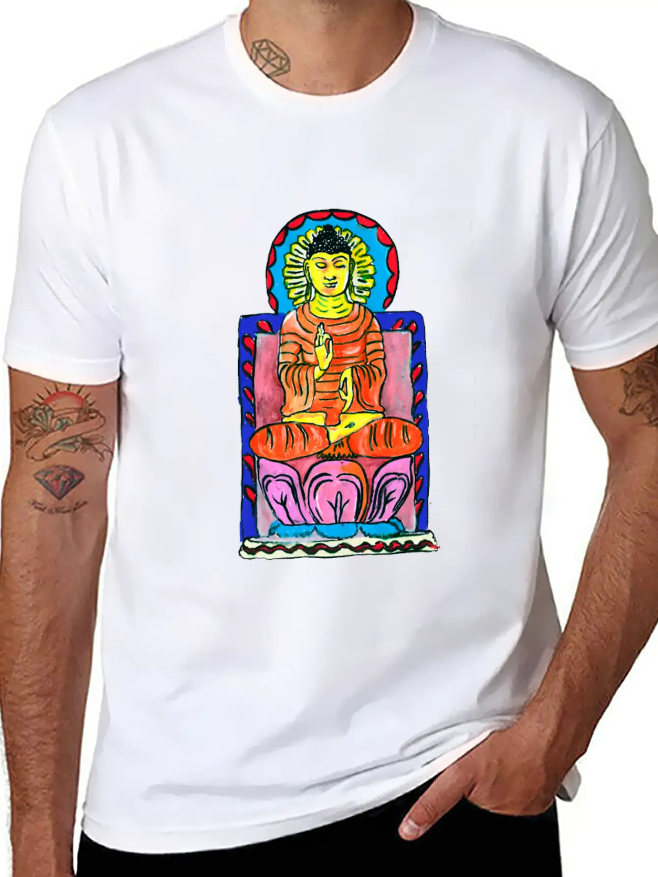 Buddha's Enlightenment Painting Stylish Everyday T-Shirt – Unisex Basic Cotton Tee