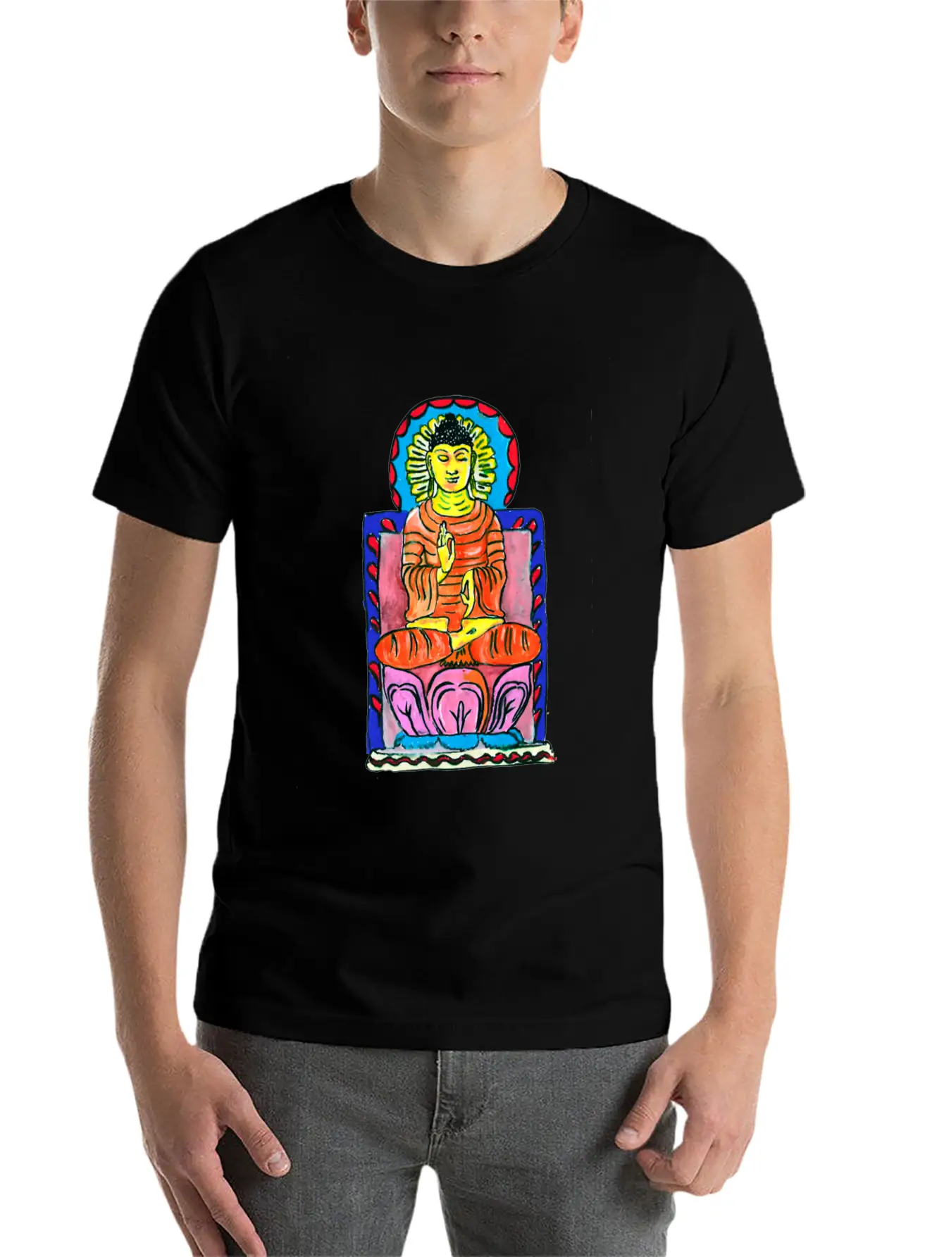 Buddha's Enlightenment Painting Stylish Everyday T-Shirt – Unisex Basic Cotton Tee