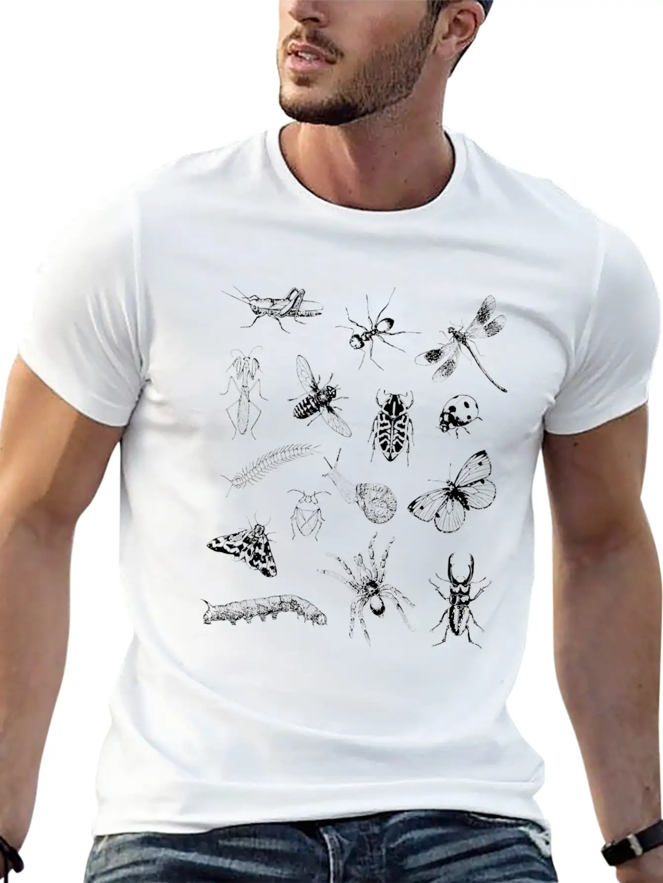 Bug Lover Collage Pattern Insect Lovers Kids Boy Basic Graphic T-Shirt – Daily Comfort In Soft Cotton