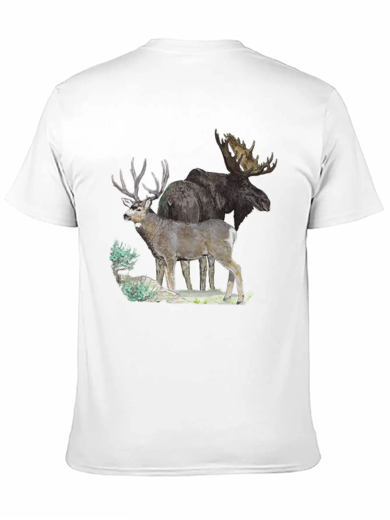 Bull Moose And Mule Deer Buck Stylish Everyday T-Shirt – Unisex Basic Cotton Tee