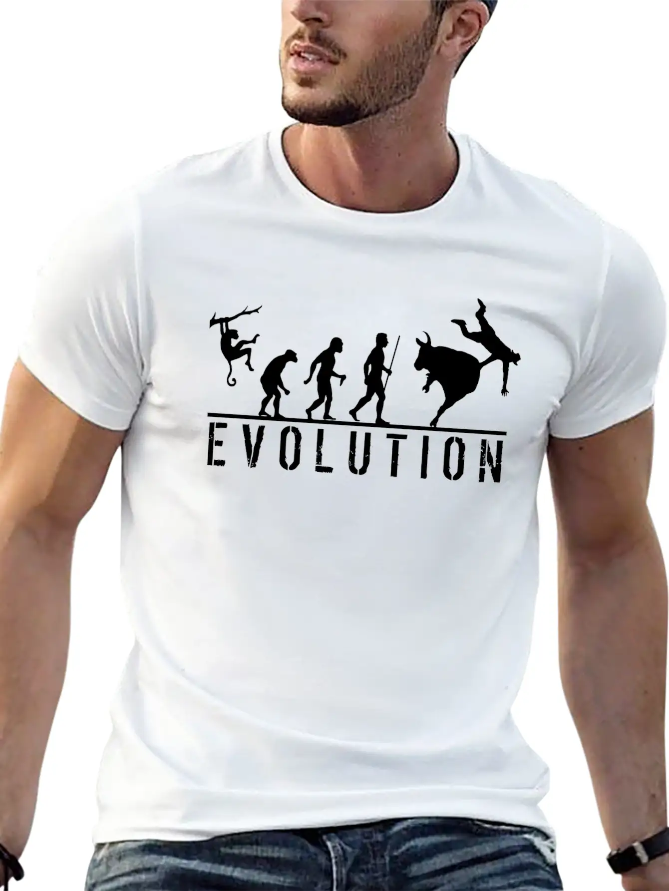 Bull Riding Evolution Comfortable Minimalist Graphic Tee – Summer Style Essential