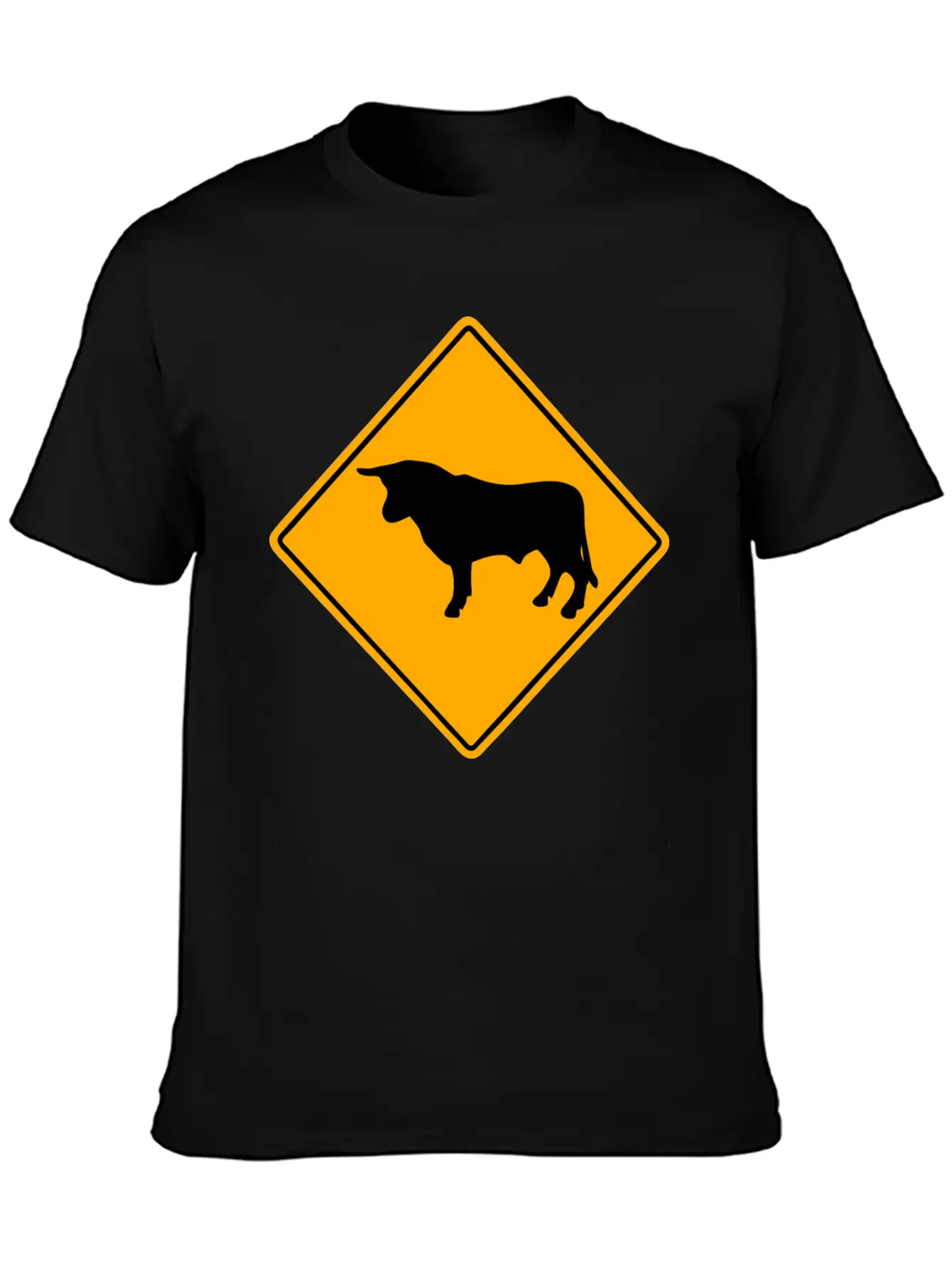 Bull Road Sign Essential Unisex Summer Tee – Soft Cotton Casual Fit