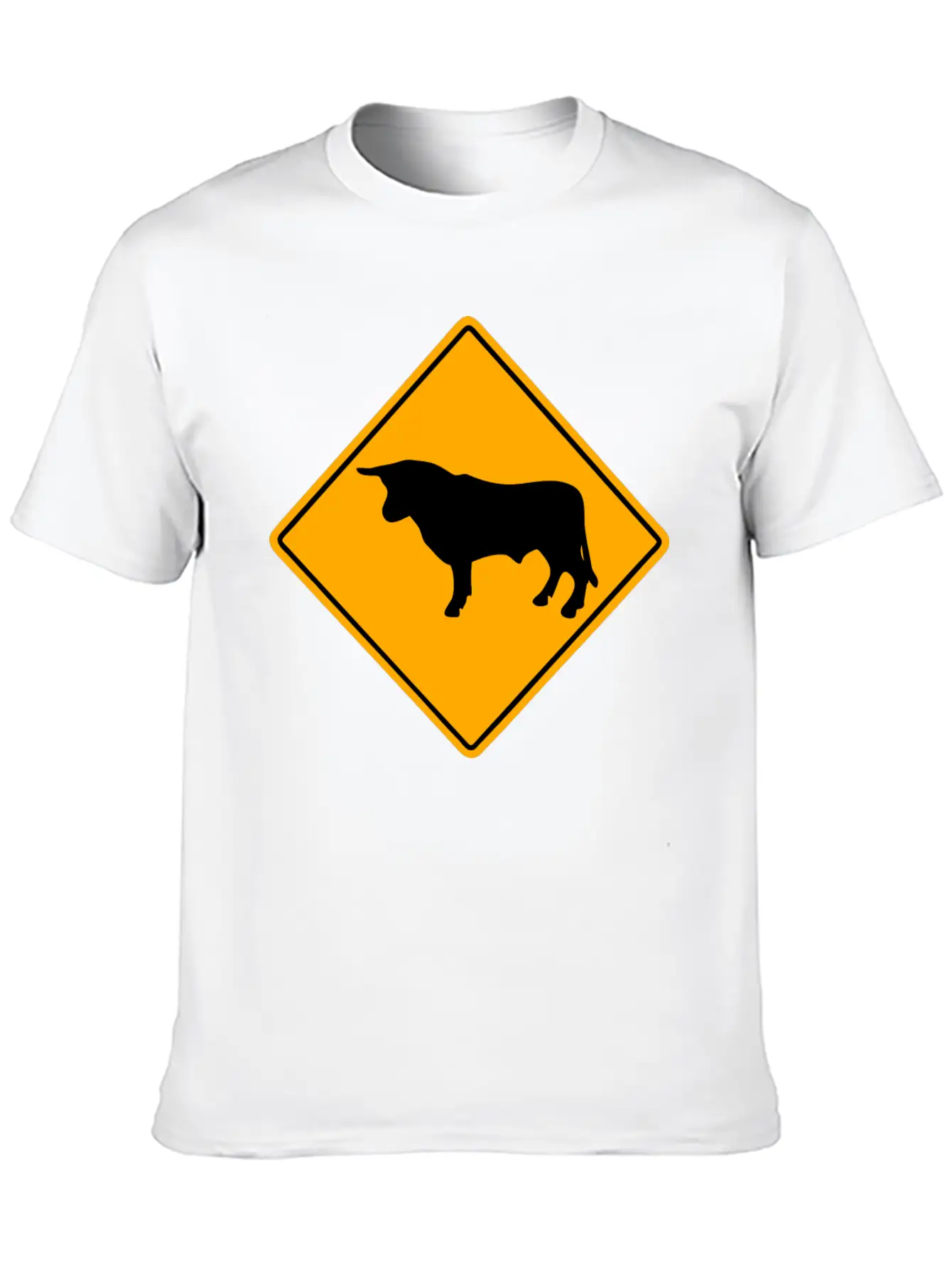 Bull Road Sign Essential Unisex Summer Tee – Soft Cotton Casual Fit