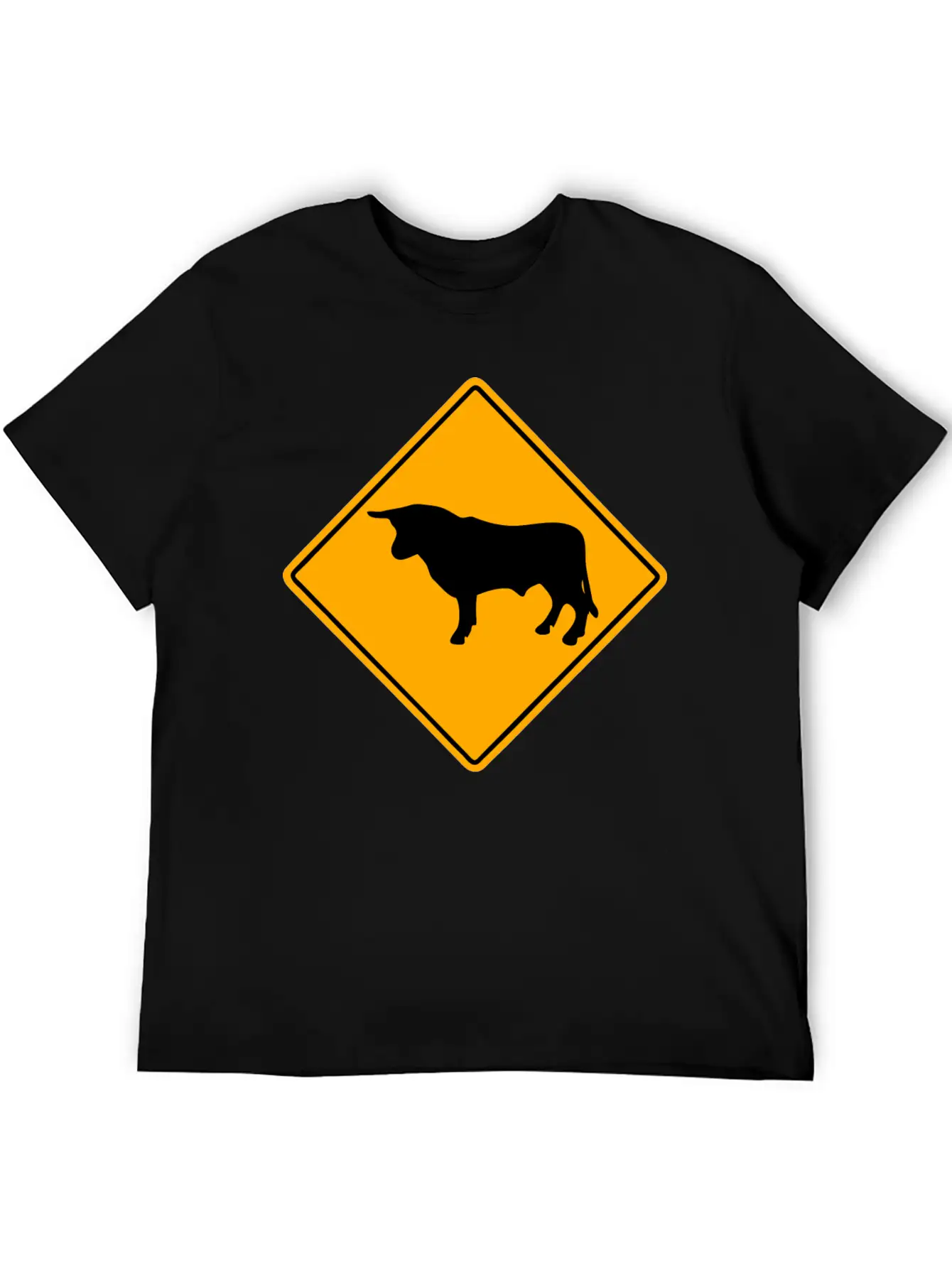 Bull Road Sign Essential Unisex Summer Tee – Soft Cotton Casual Fit