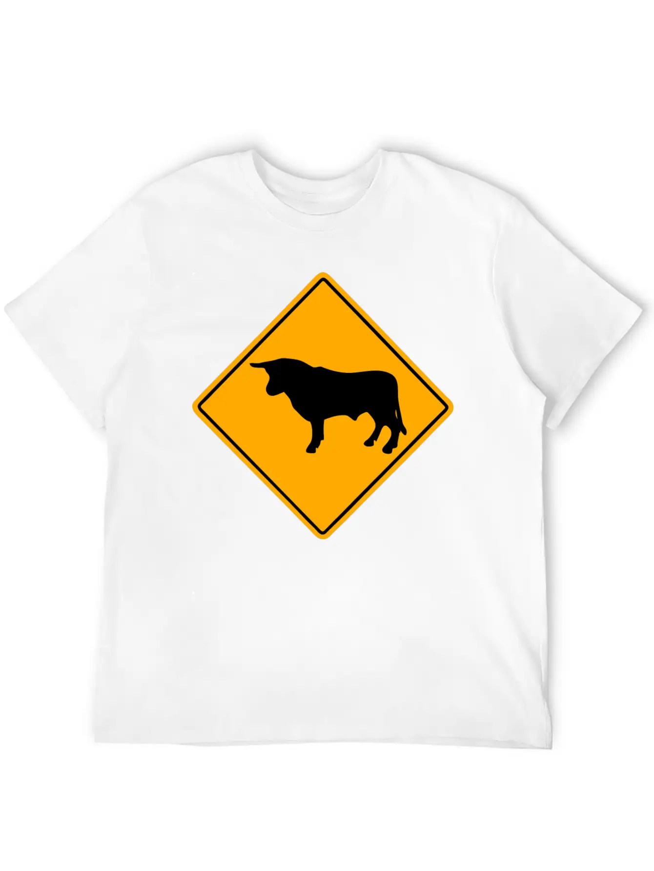 Bull Road Sign Essential Unisex Summer Tee – Soft Cotton Casual Fit