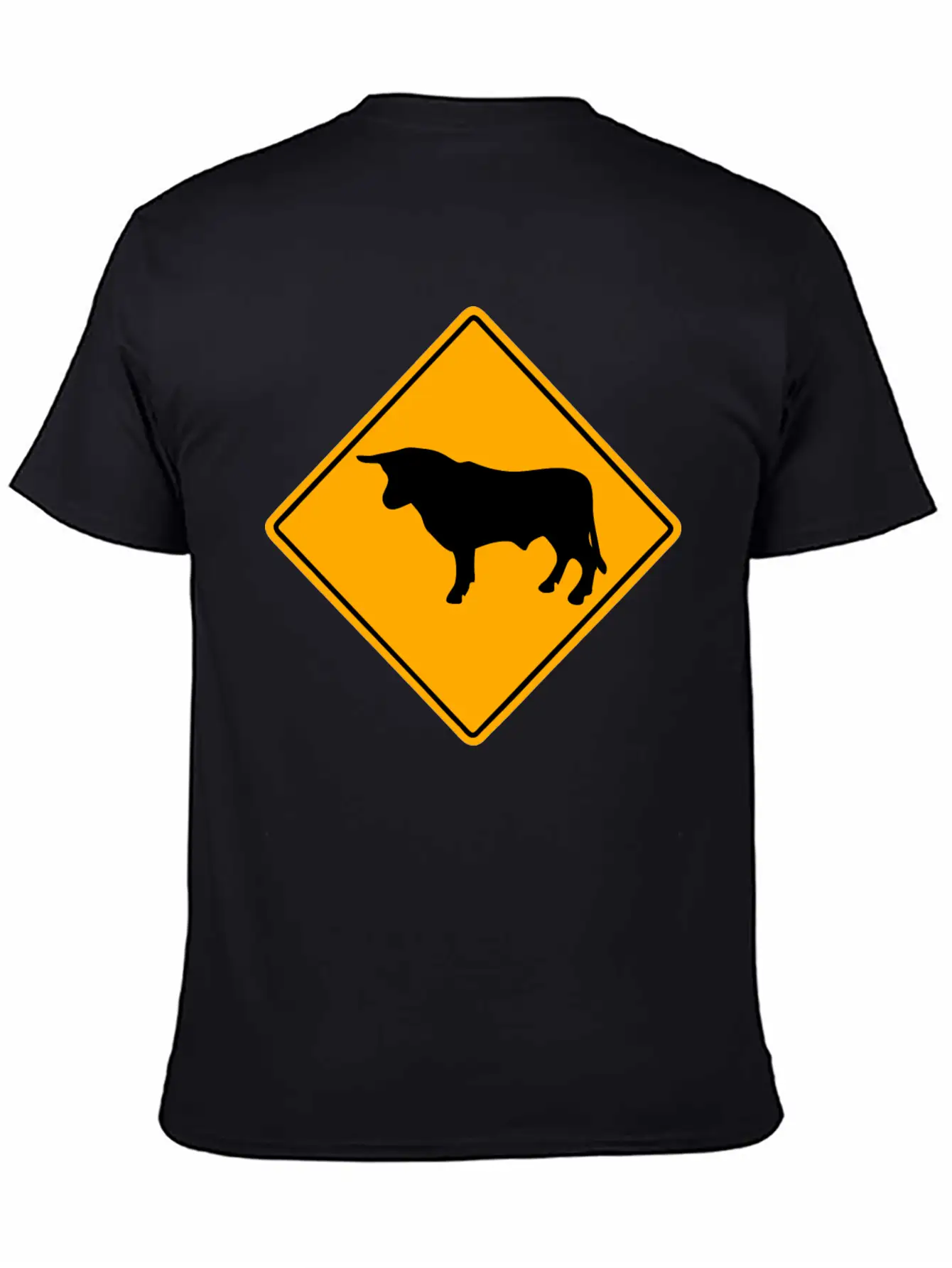 Bull Road Sign Essential Unisex Summer Tee – Soft Cotton Casual Fit
