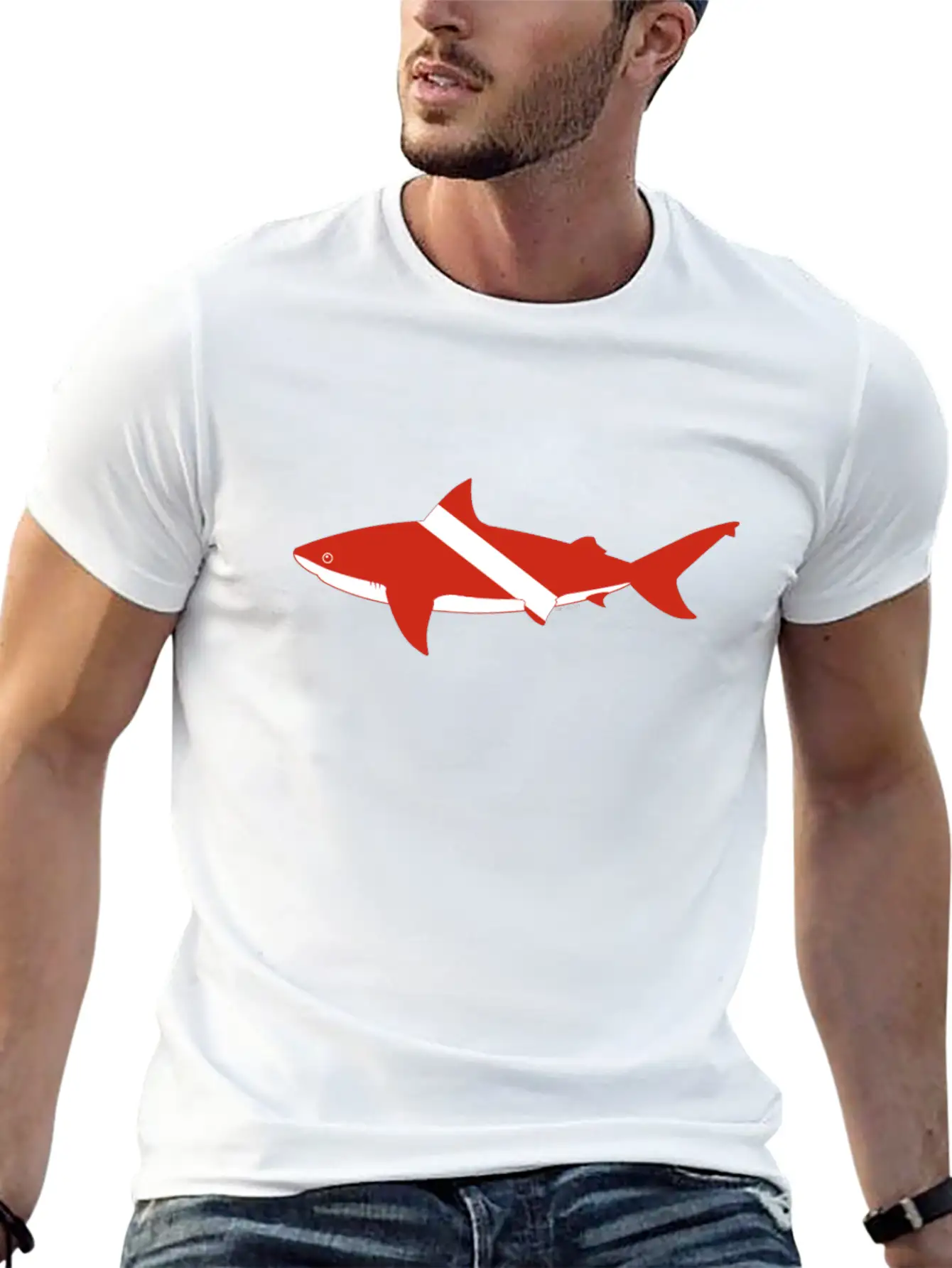Bull Shark Dive Flag Product Scuba Diver Down Basic Graphic T-Shirt – Daily Comfort In Soft Cotton