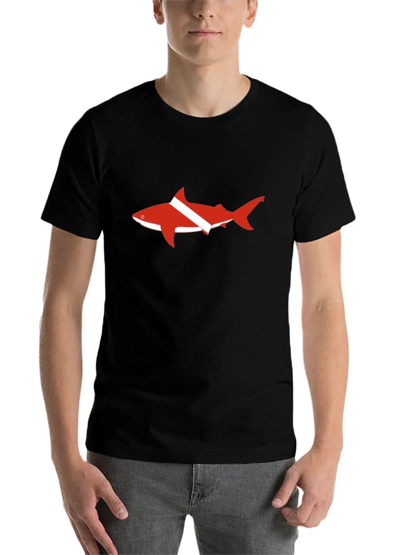 Bull Shark Dive Flag Product Scuba Diver Down Basic Graphic T-Shirt – Daily Comfort In Soft Cotton