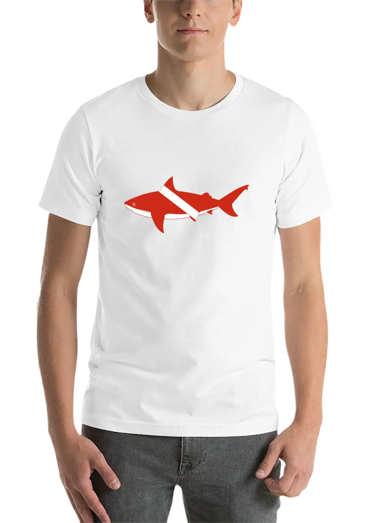 Bull Shark Dive Flag Product Scuba Diver Down Basic Graphic T-Shirt – Daily Comfort In Soft Cotton