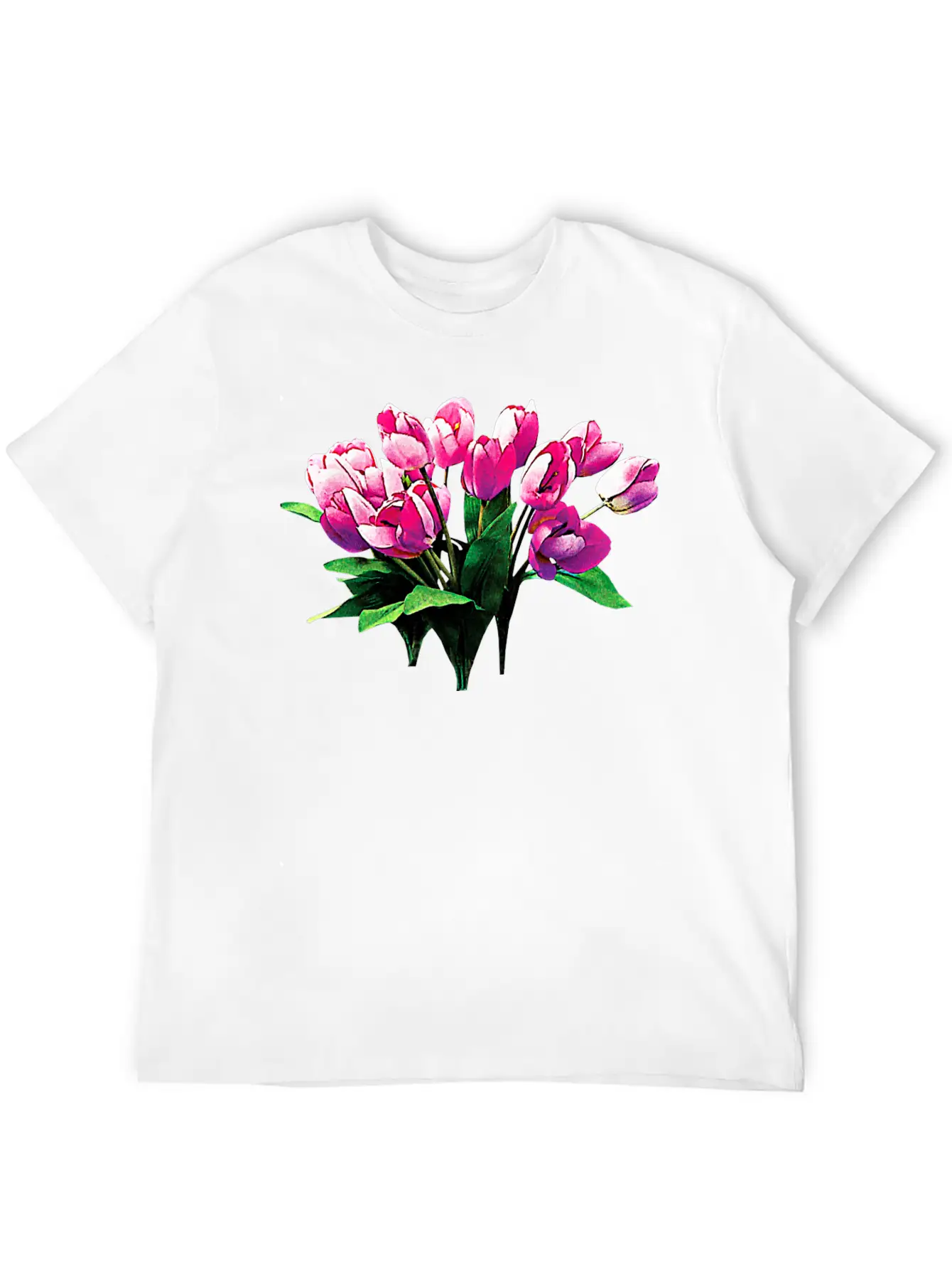 Bunch Of Pink Tulips Timeless Short Sleeve Tee – Comfy And Minimalist Design