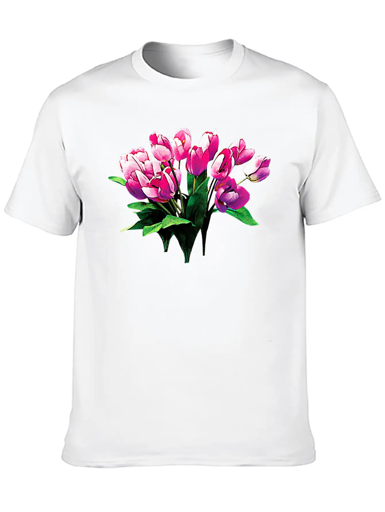Bunch Of Pink Tulips Timeless Short Sleeve Tee – Comfy And Minimalist Design