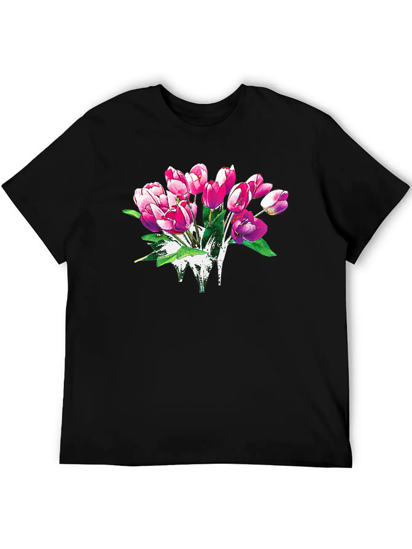 Bunch Of Pink Tulips Timeless Short Sleeve Tee – Comfy And Minimalist Design