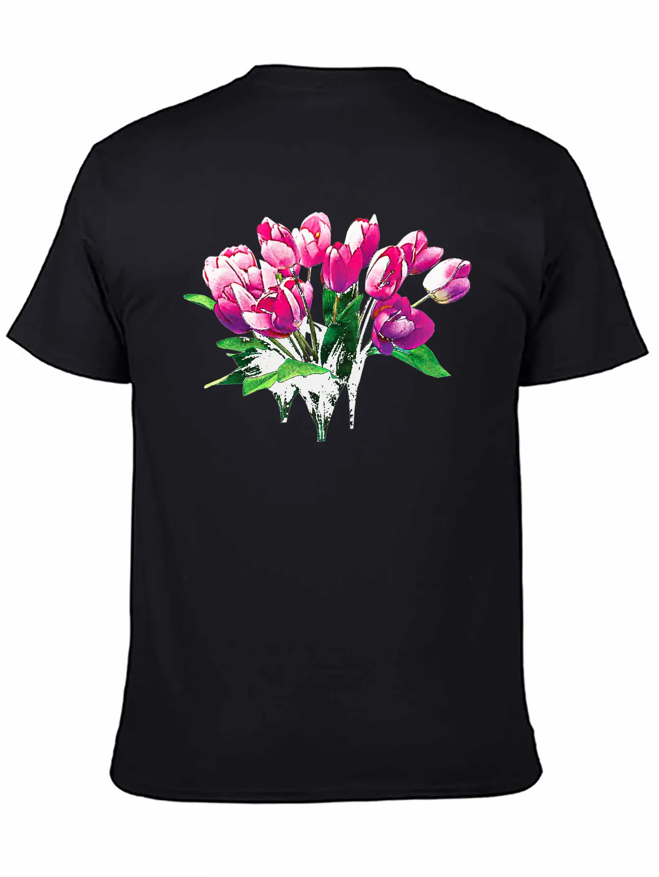 Bunch Of Pink Tulips Timeless Short Sleeve Tee – Comfy And Minimalist Design