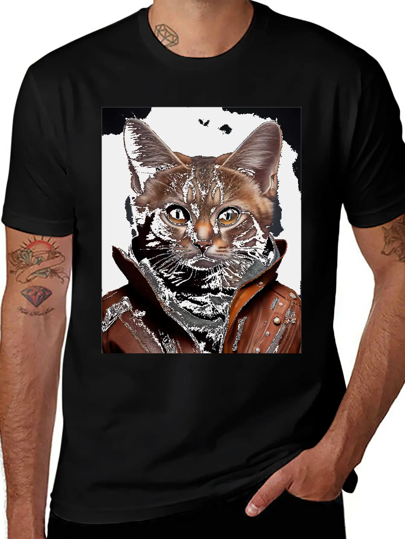 Burmilla Male Wears A Leather Jacket Cat Breed Por Essential Unisex Summer Tee – Soft Cotton Casual Fit