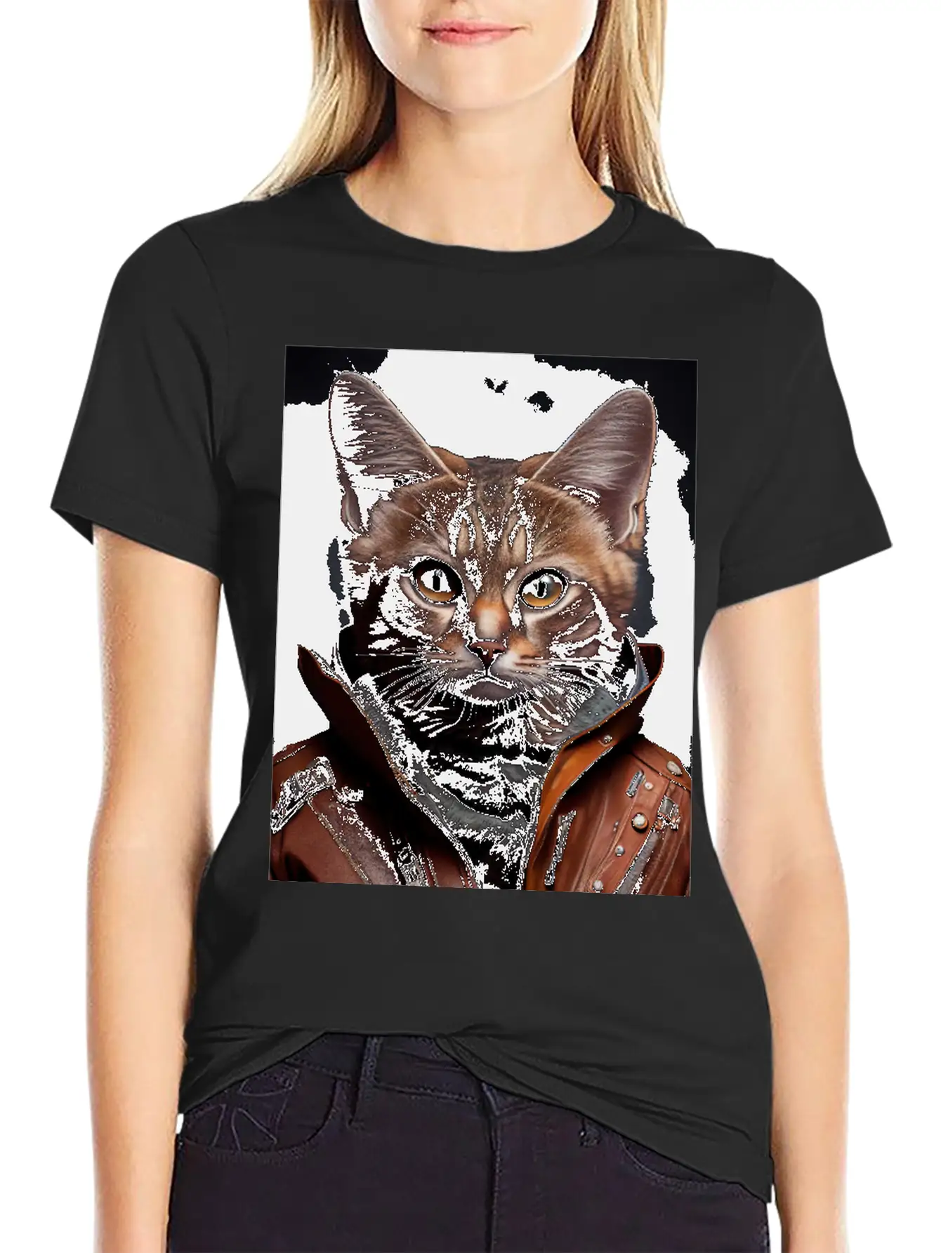 Burmilla Male Wears A Leather Jacket Cat Breed Por Essential Unisex Summer Tee – Soft Cotton Casual Fit