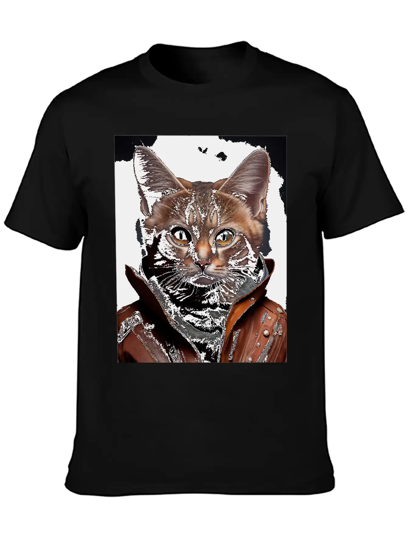 Burmilla Male Wears A Leather Jacket Cat Breed Por Essential Unisex Summer Tee – Soft Cotton Casual Fit