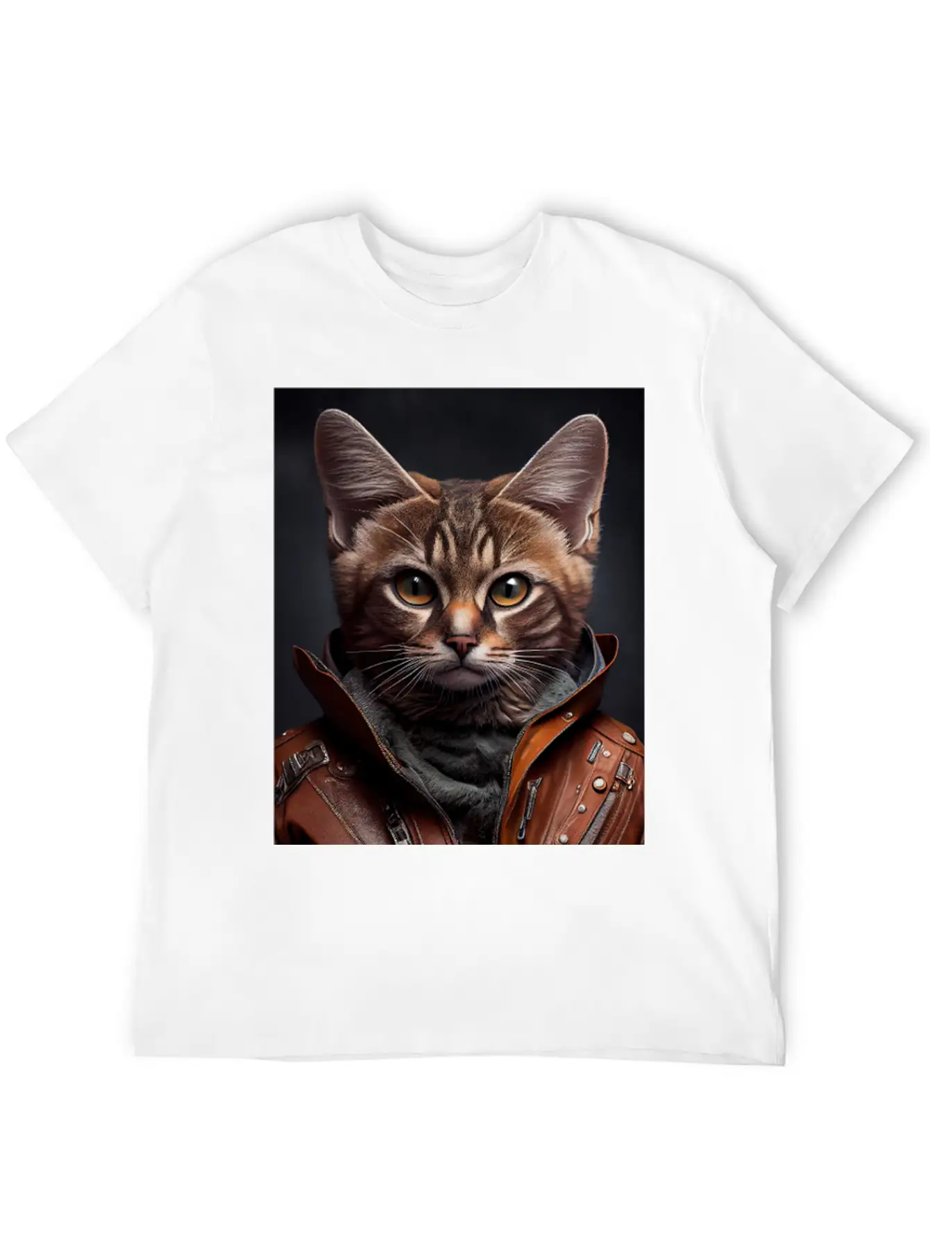 Burmilla Male Wears A Leather Jacket Cat Breed Por Essential Unisex Summer Tee – Soft Cotton Casual Fit
