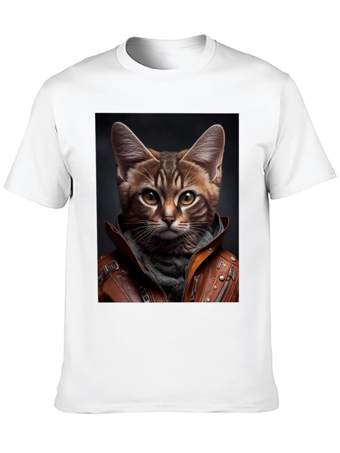 Burmilla Male Wears A Leather Jacket Cat Breed Por Essential Unisex Summer Tee – Soft Cotton Casual Fit