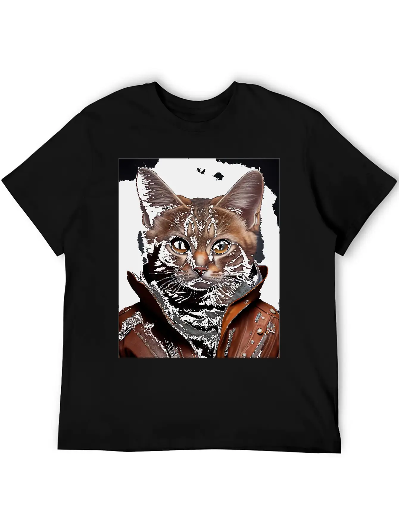 Burmilla Male Wears A Leather Jacket Cat Breed Por Essential Unisex Summer Tee – Soft Cotton Casual Fit