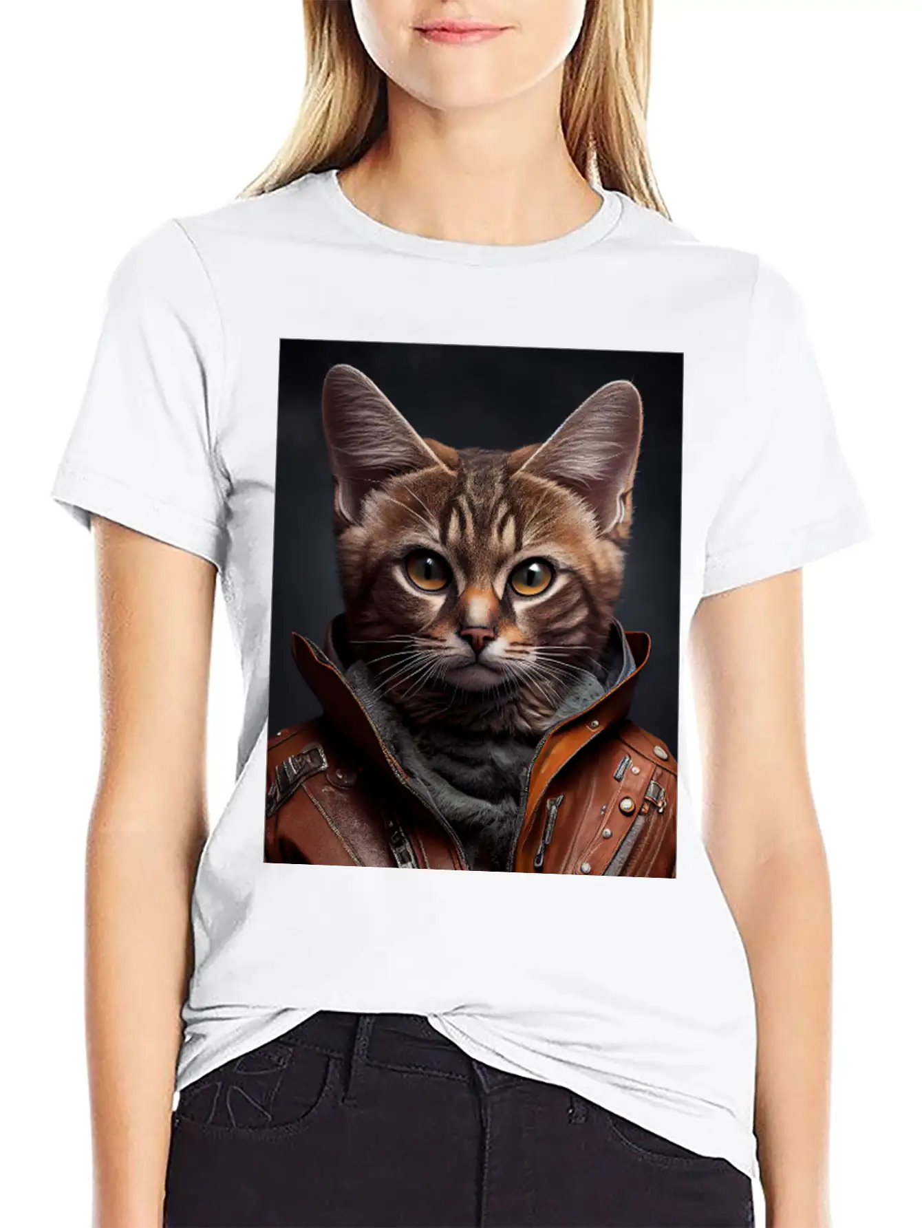 Burmilla Male Wears A Leather Jacket Cat Breed Por Essential Unisex Summer Tee – Soft Cotton Casual Fit