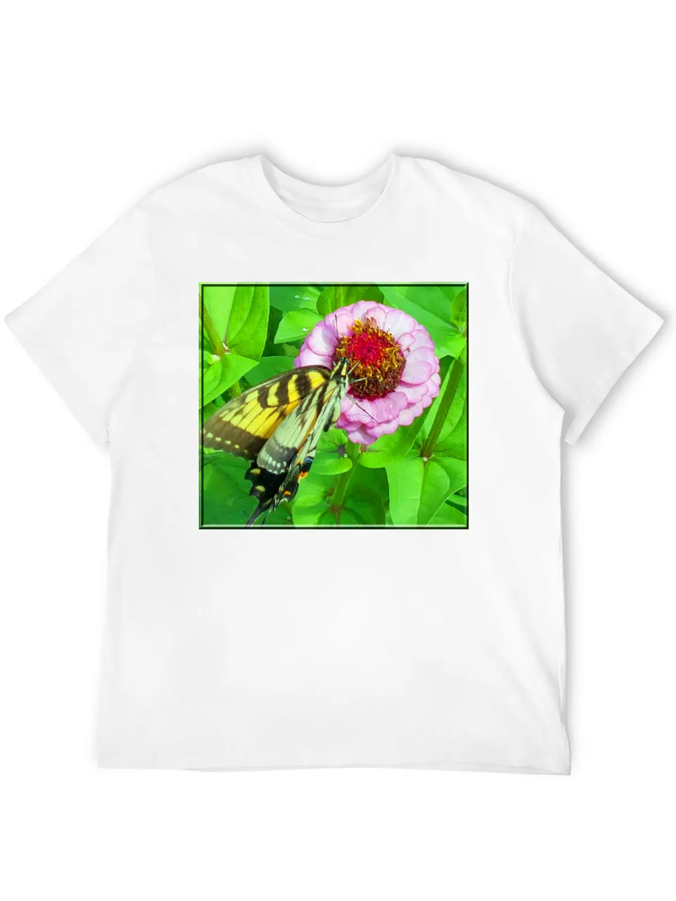 Butterfly And Zinnia Comfortable Minimalist Graphic Tee – Summer Style Essential