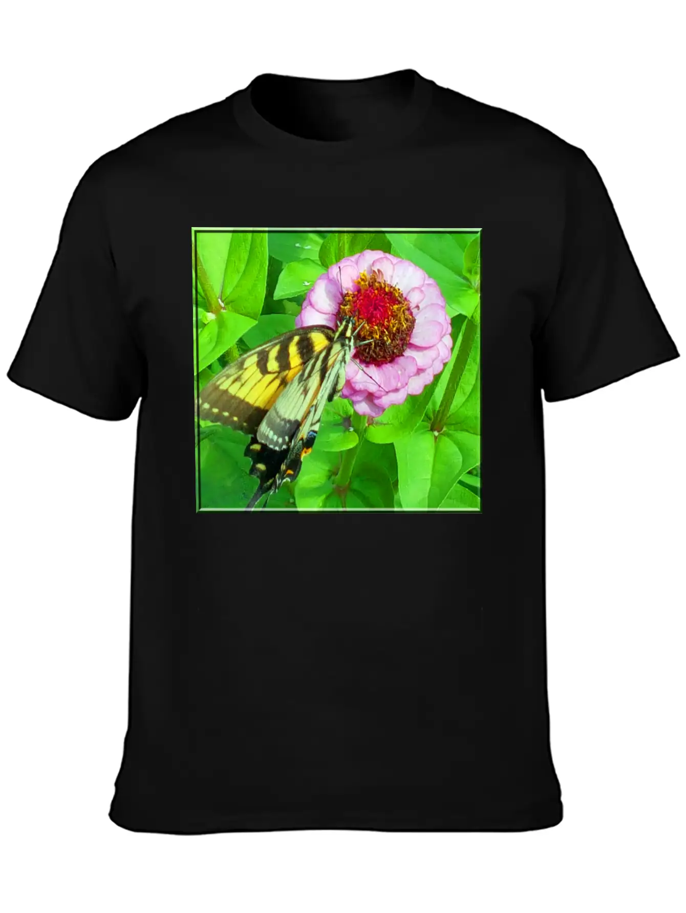 Butterfly And Zinnia Comfortable Minimalist Graphic Tee – Summer Style Essential