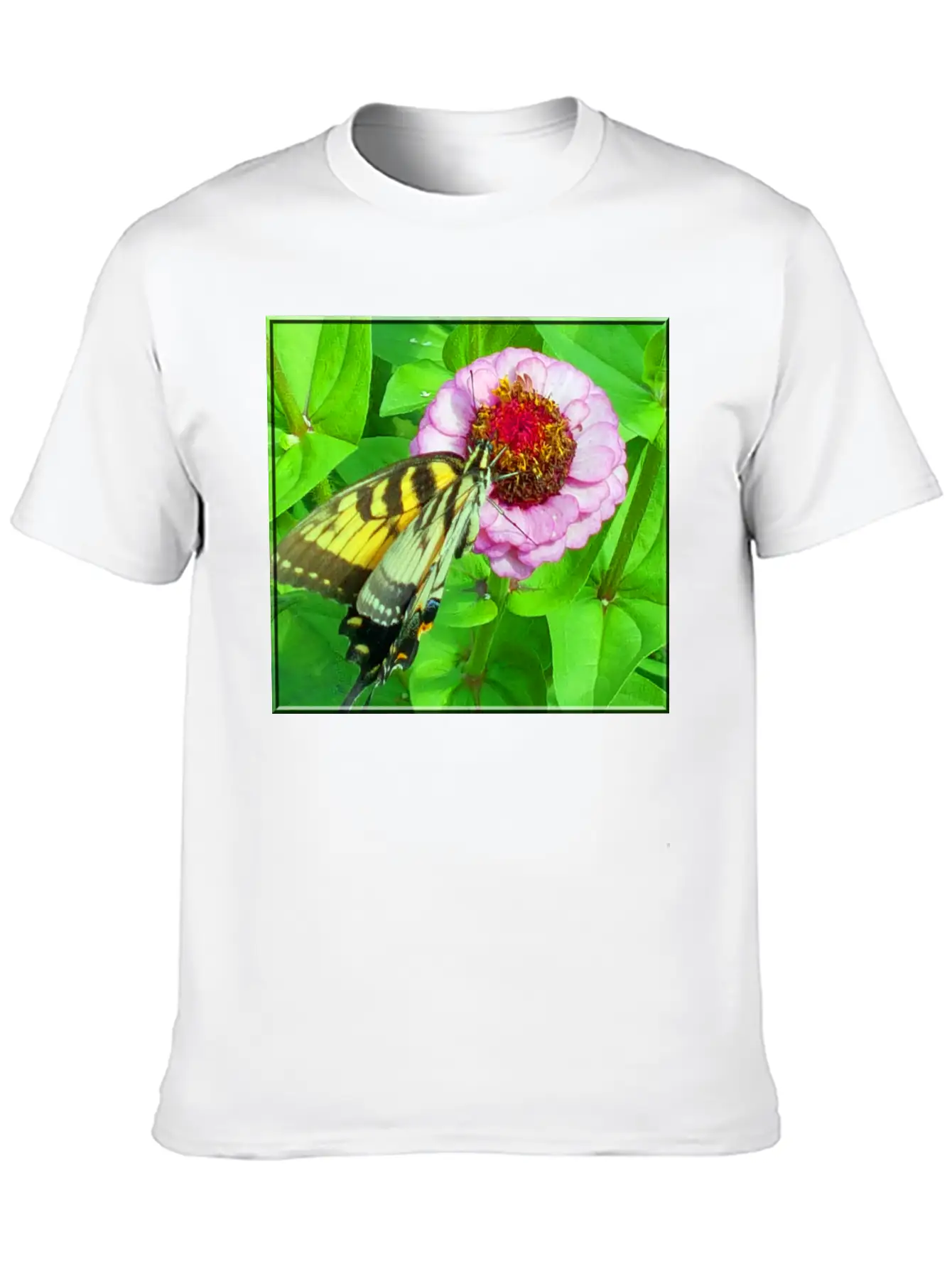 Butterfly And Zinnia Comfortable Minimalist Graphic Tee – Summer Style Essential