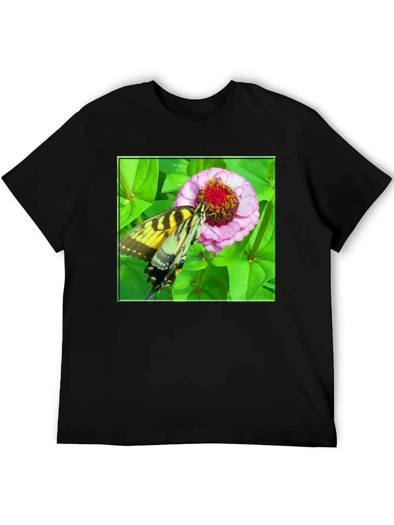 Butterfly And Zinnia Comfortable Minimalist Graphic Tee – Summer Style Essential
