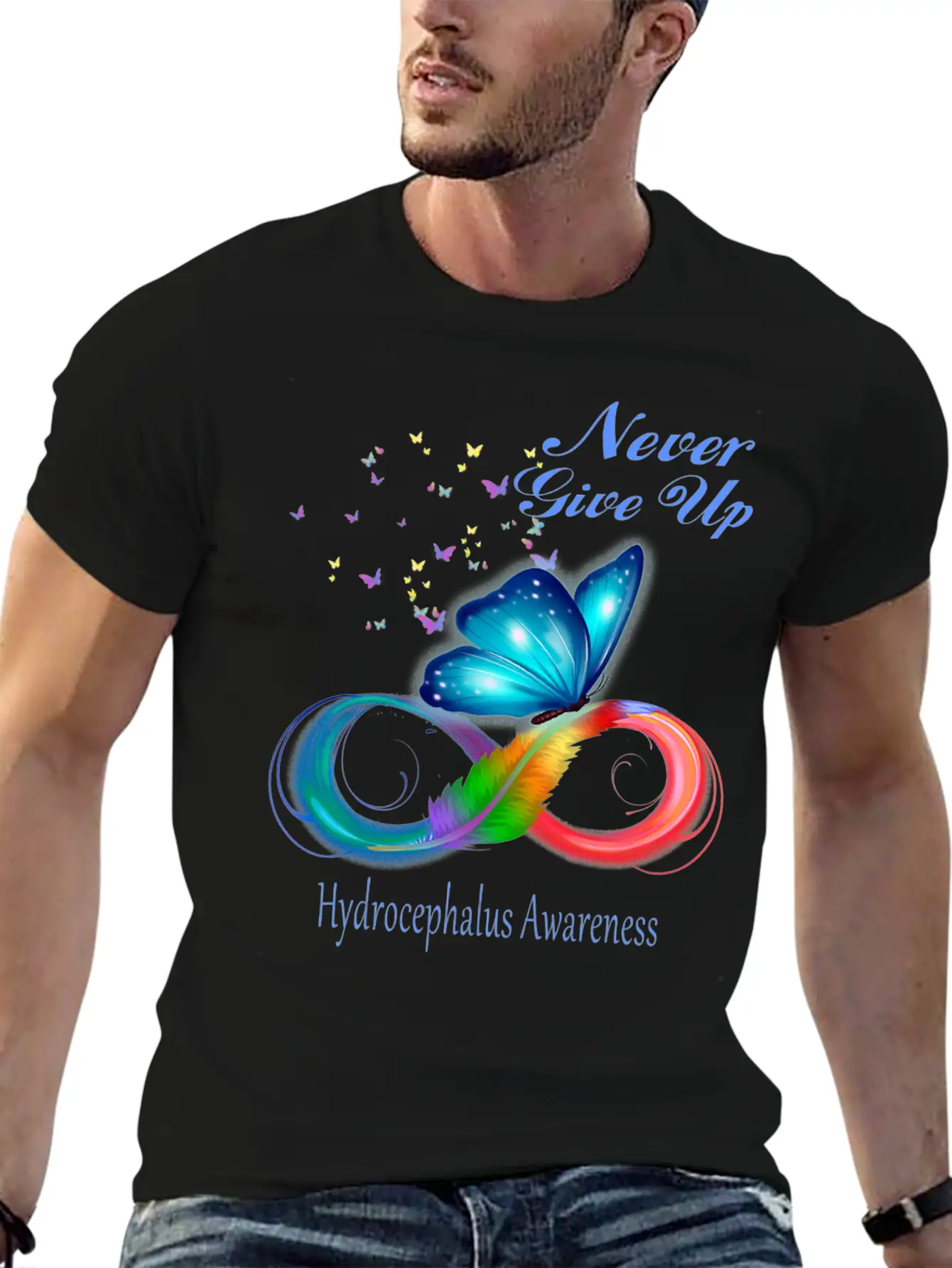 Butterfly Hydrocephalus Awareness Unisex Short Sleeve Soft Cotton T-Shirt – Casual Everyday Wear