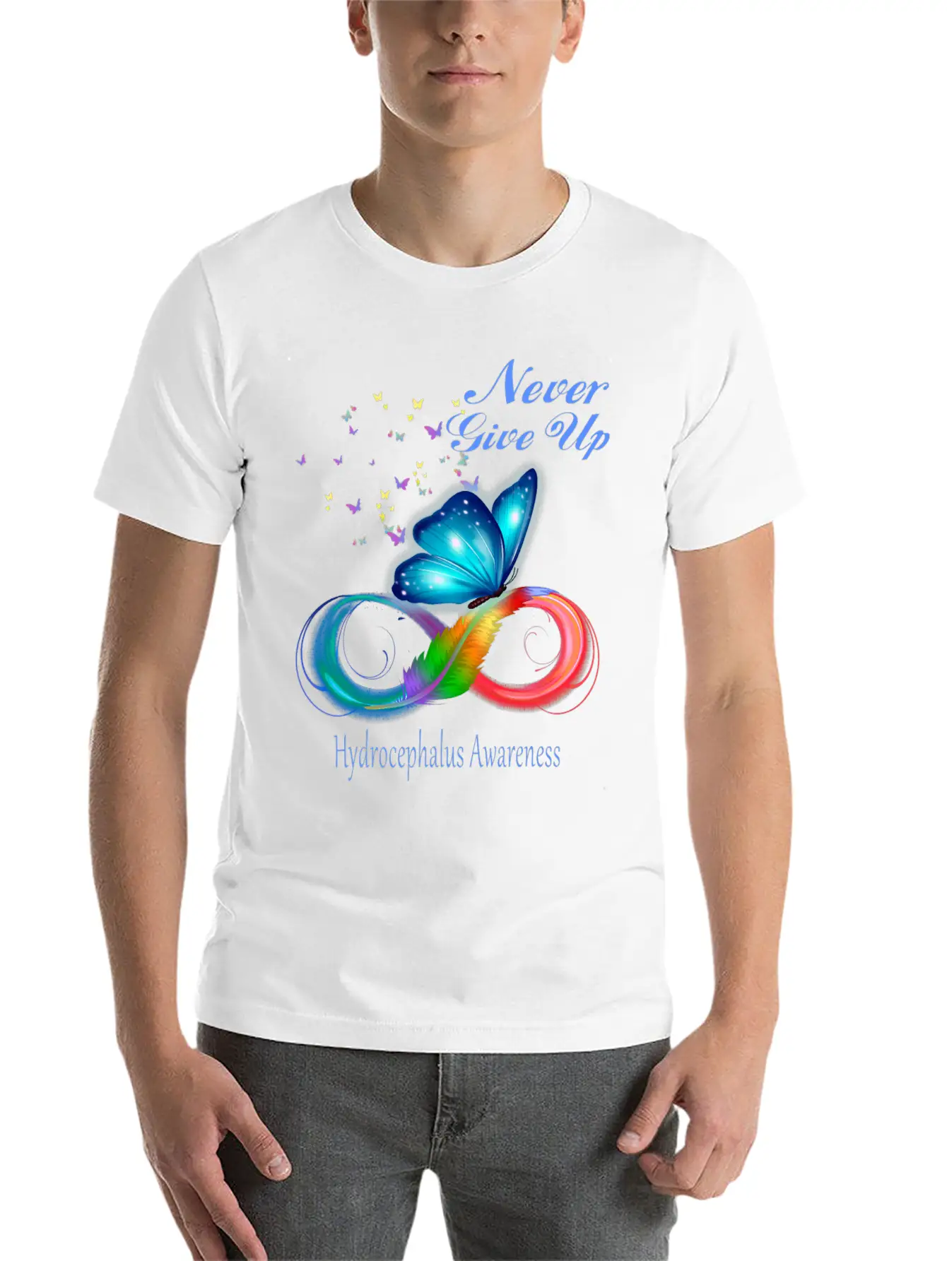 Butterfly Hydrocephalus Awareness Unisex Short Sleeve Soft Cotton T-Shirt – Casual Everyday Wear